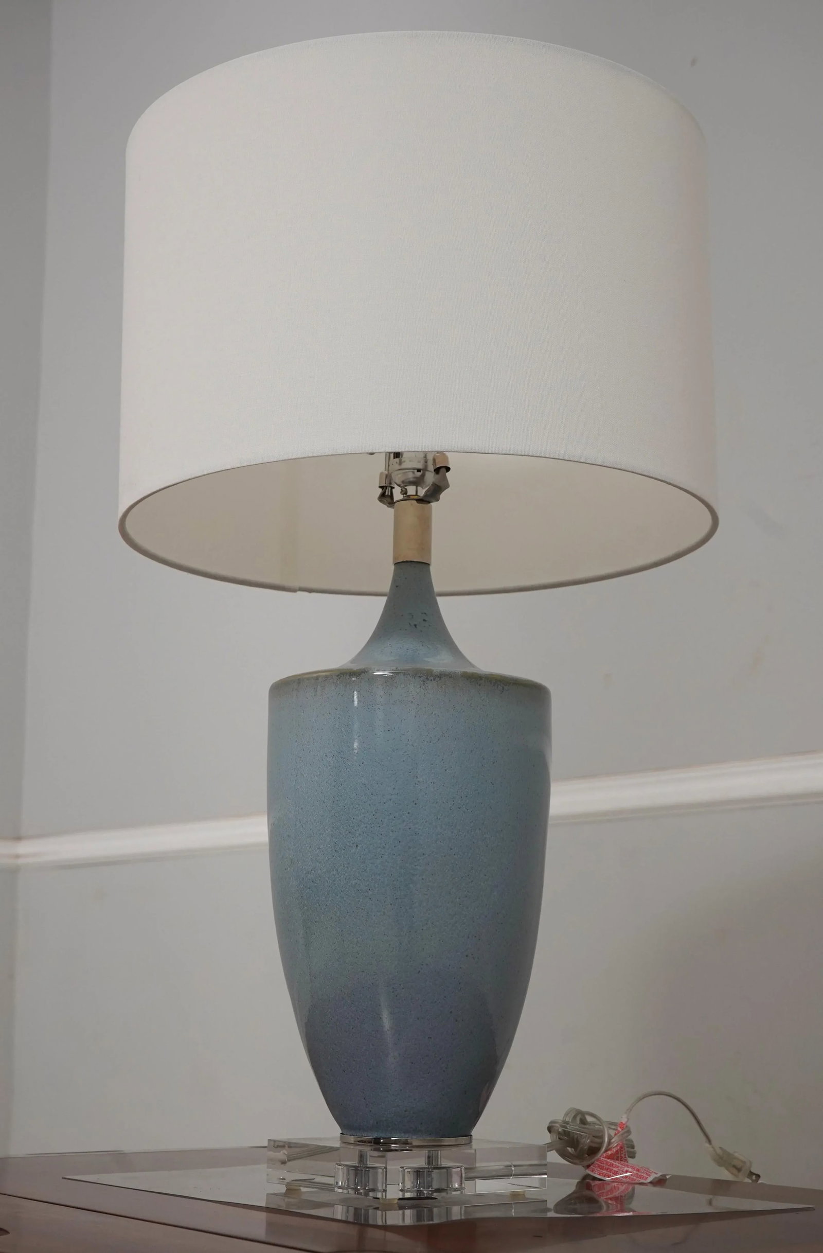 Pair Uttermost Modern Design Blue Ceramic Table Lamps - 3