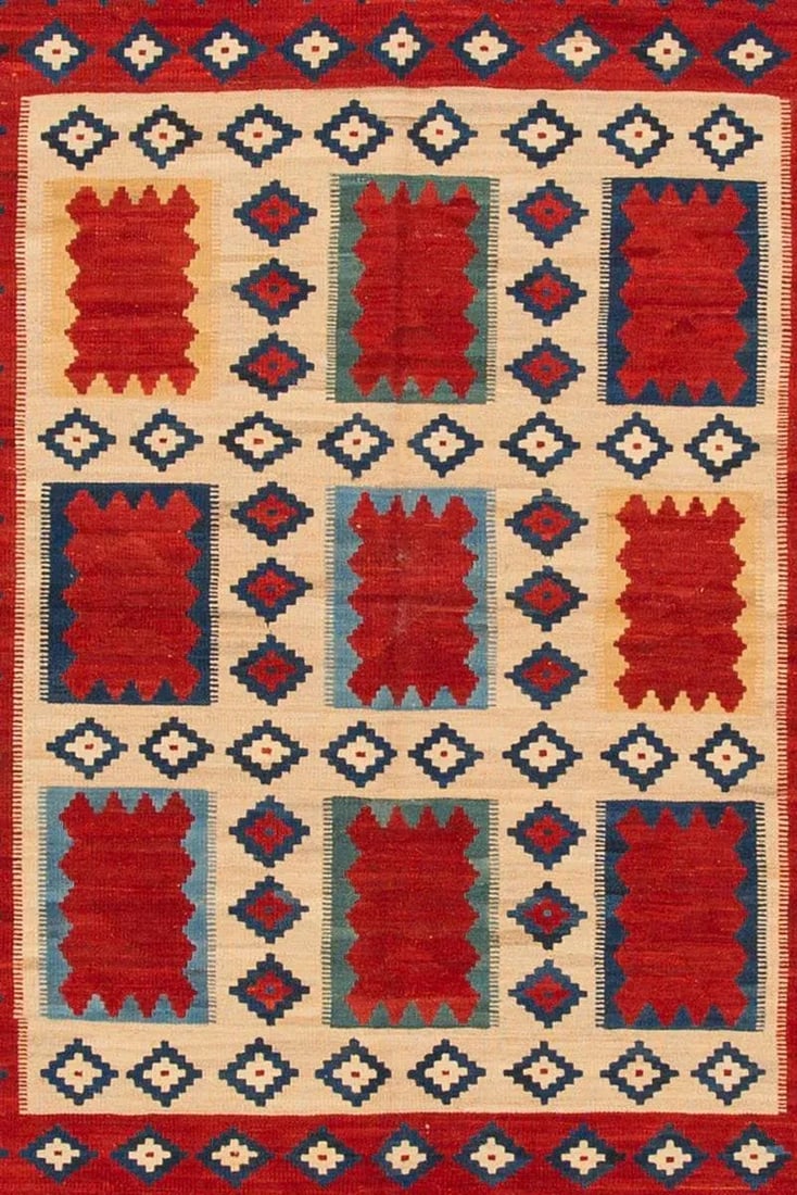 21st Century Modern Persian Kilim Rug, 5'5" X 7'4" - 4