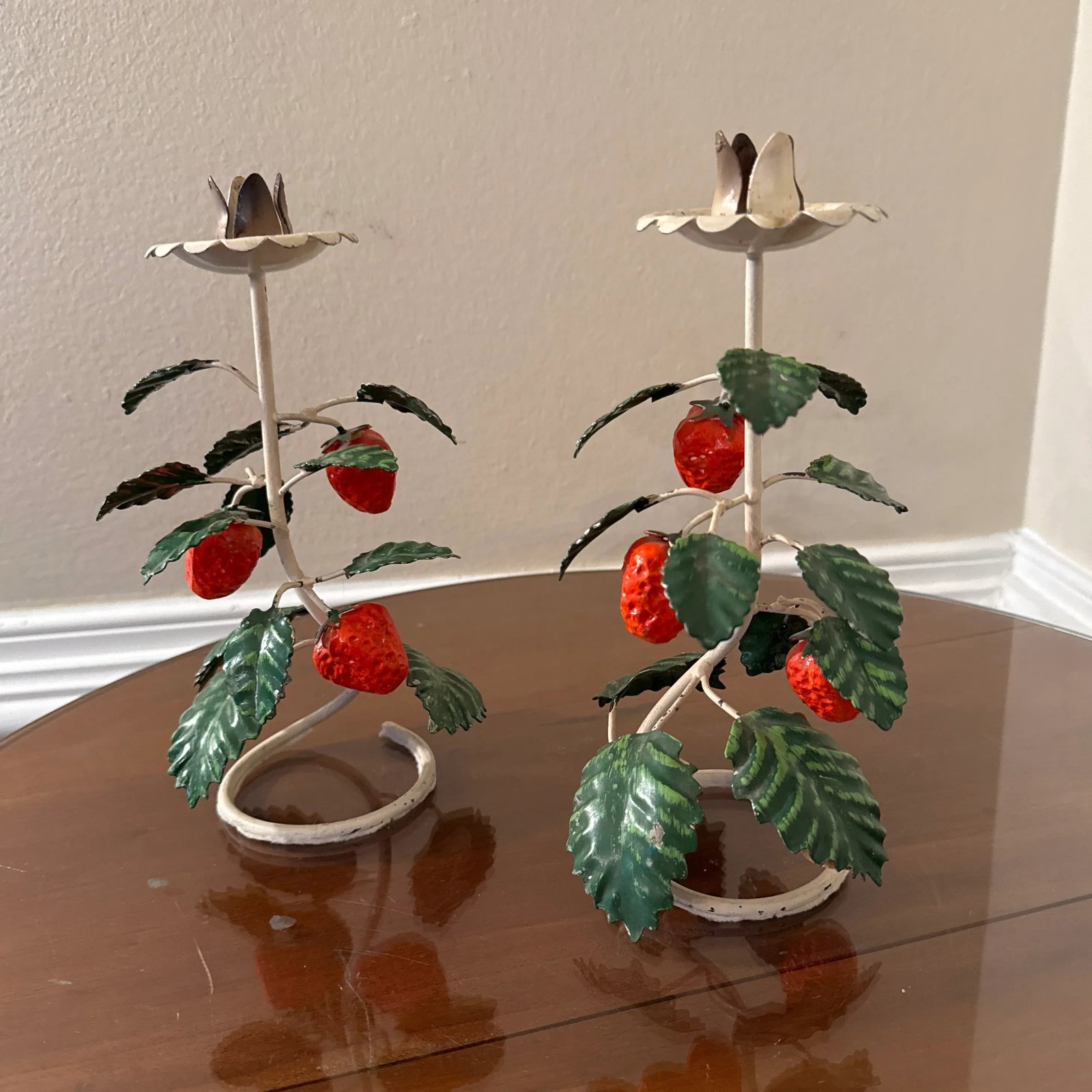 Vintage Italian Strawberry Told Candlesticks- a Pair - 10