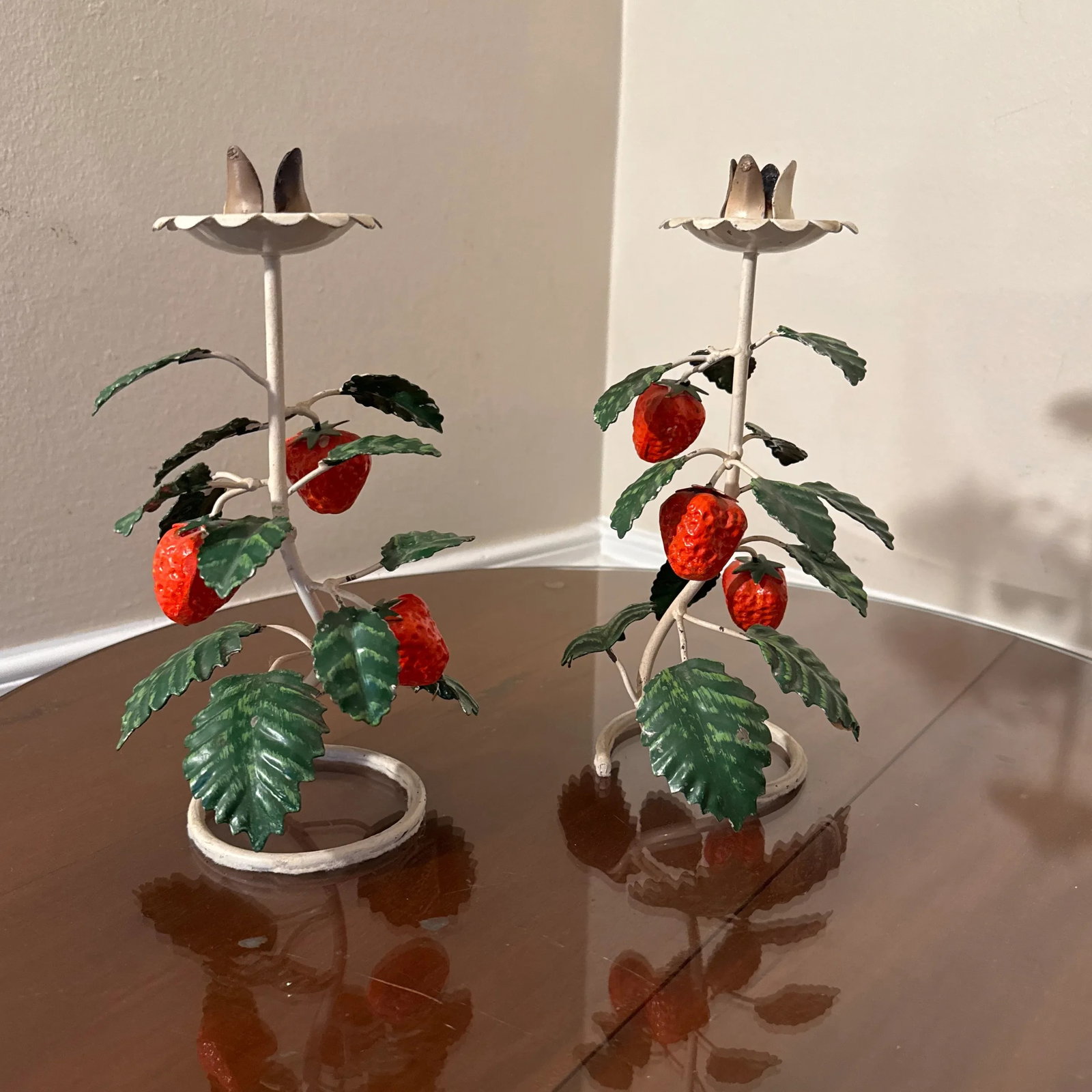 Vintage Italian Strawberry Told Candlesticks- a Pair - 11