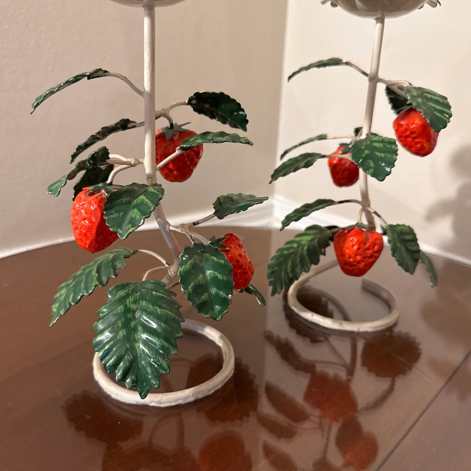 Vintage Italian Strawberry Told Candlesticks- a Pair - 4