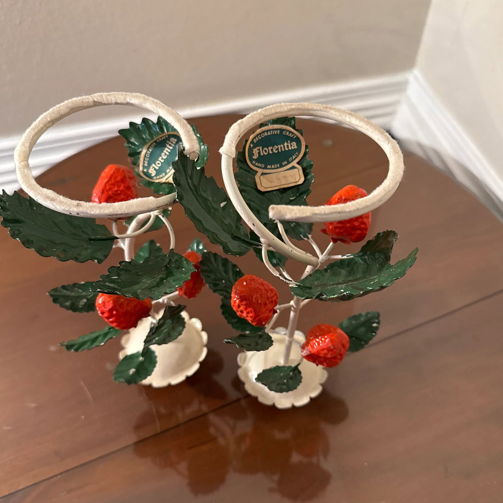 Vintage Italian Strawberry Told Candlesticks- a Pair - 8