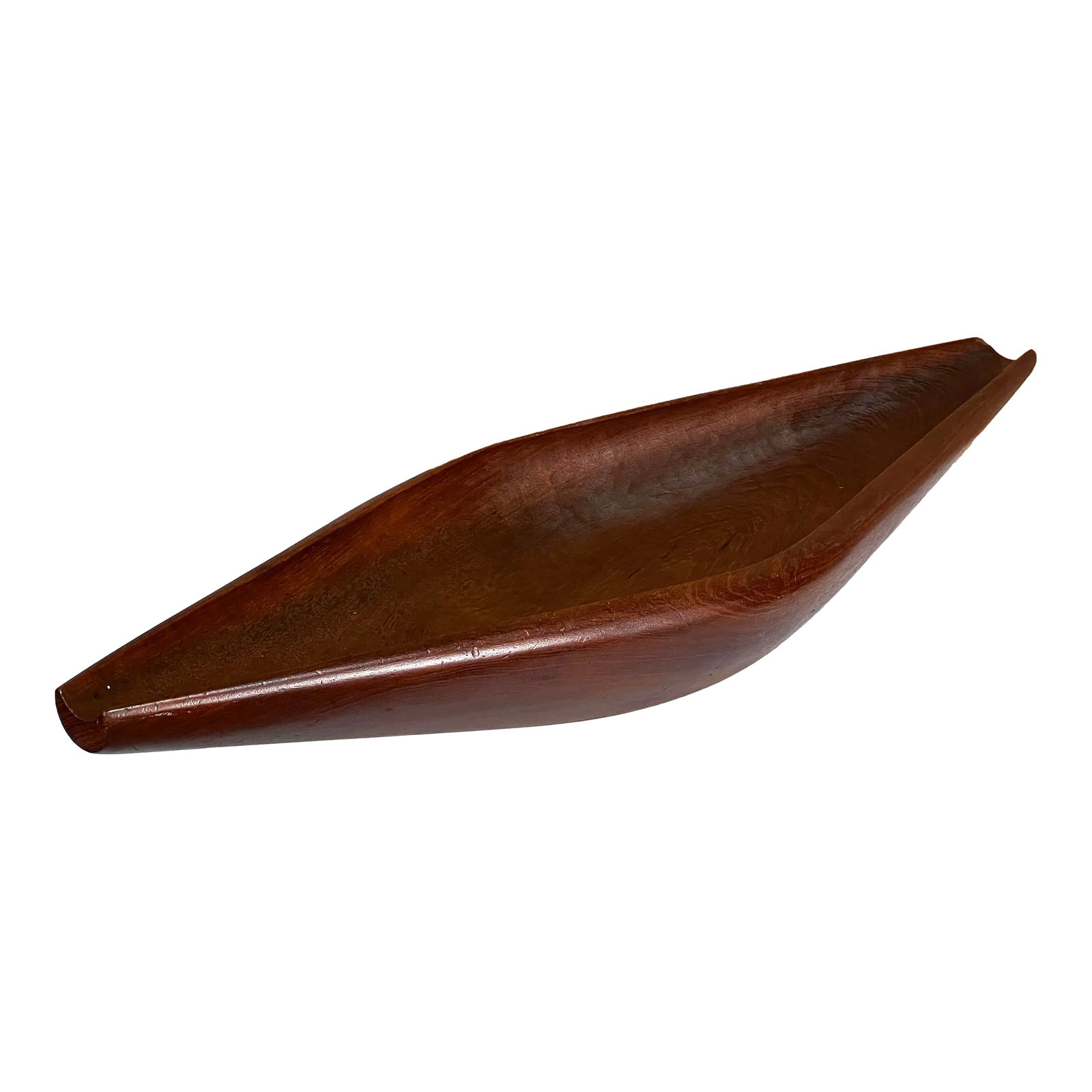 Rare Laur Jensen for Odense Sculpted Teak Long Centerpiece Bowl: Exceptional vintage c.1950's solid teak sculpted bowl by Laur Jensen for Odense of Denmark! This is a wonderful piece as you can see, with a very impressive scale, measuring nearly 24" in length! It