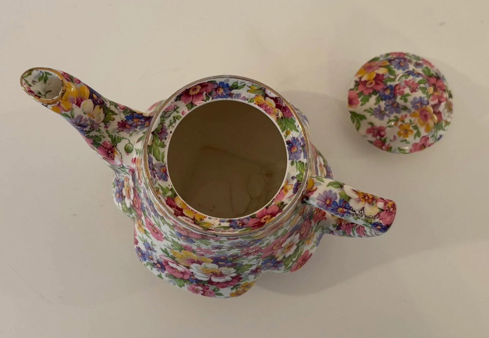 Vintage James Kent Fenton Du Barry Chintz Floral Teapot Made in England - 4