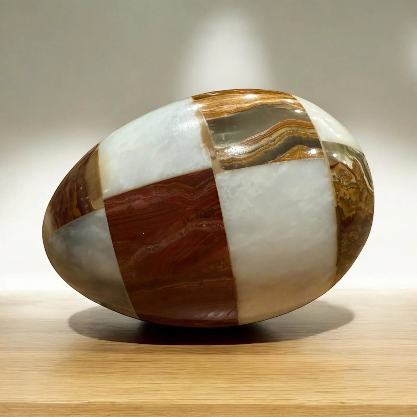 Large Vintage Onyx Tessellated Stone Egg - 3