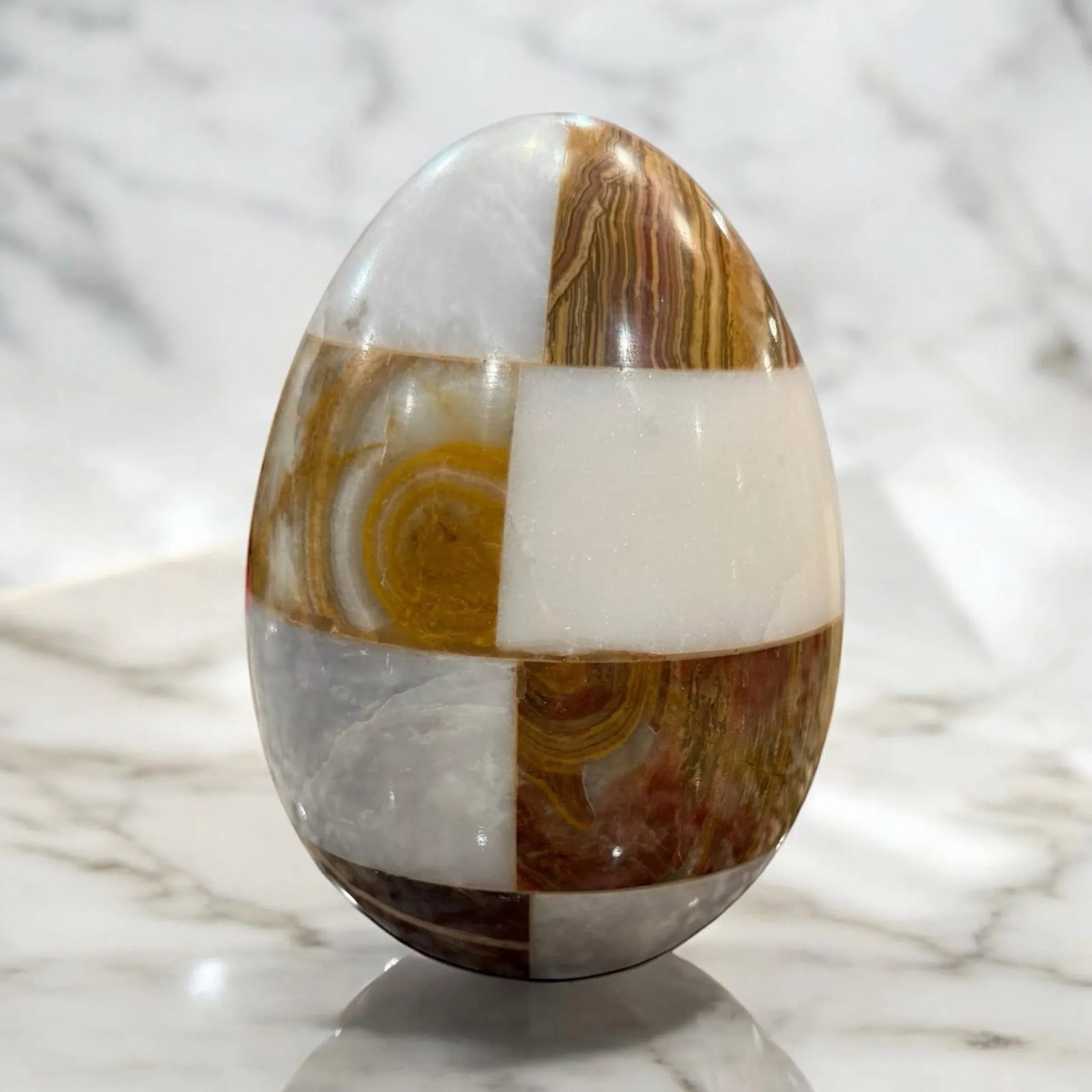 Large Vintage Onyx Tessellated Stone Egg - 6