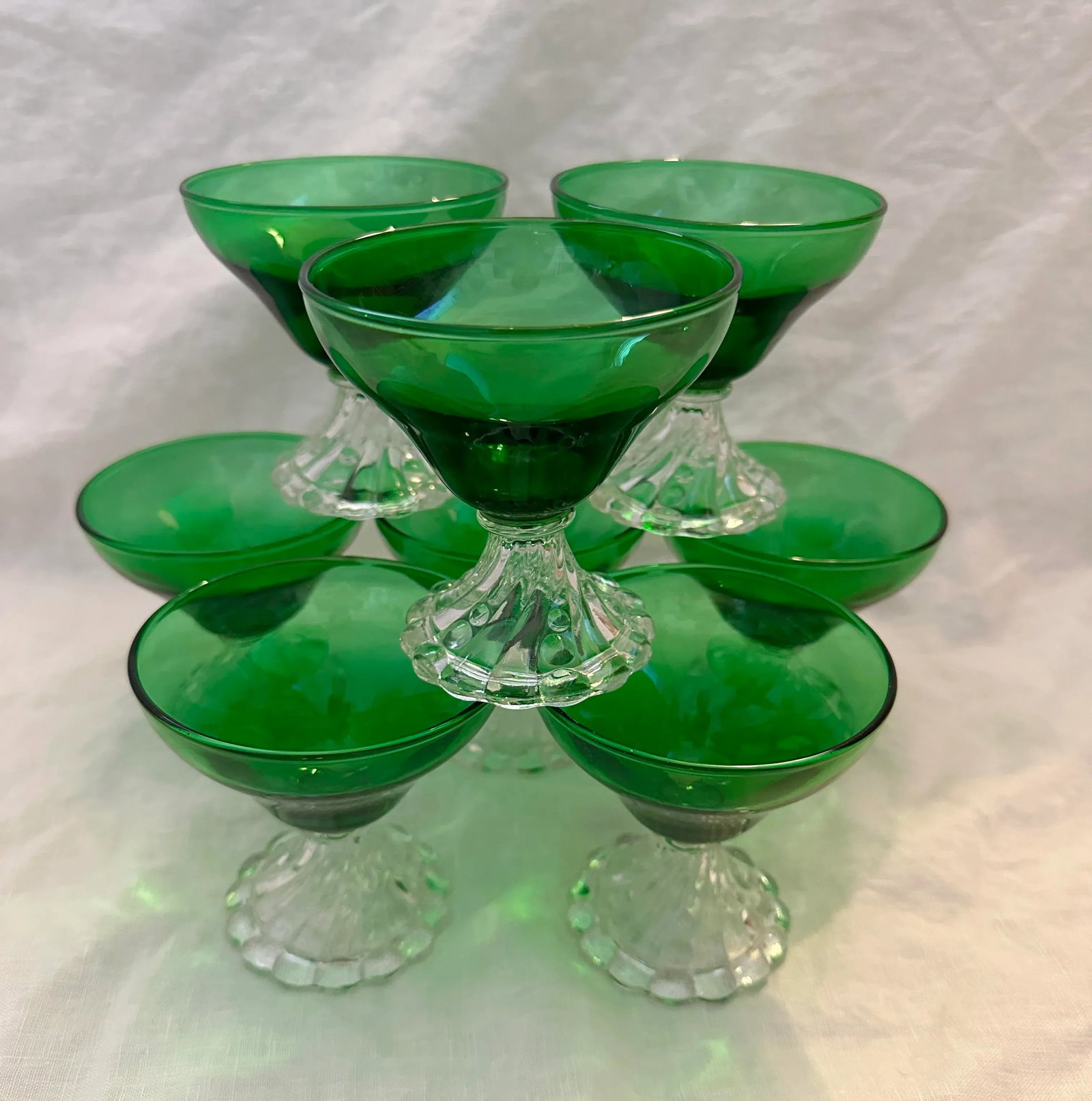 Anchor Hocking "Burple" Inspiration Green Champagn/Tall Sherbet Glasses-Set of 8 - 3