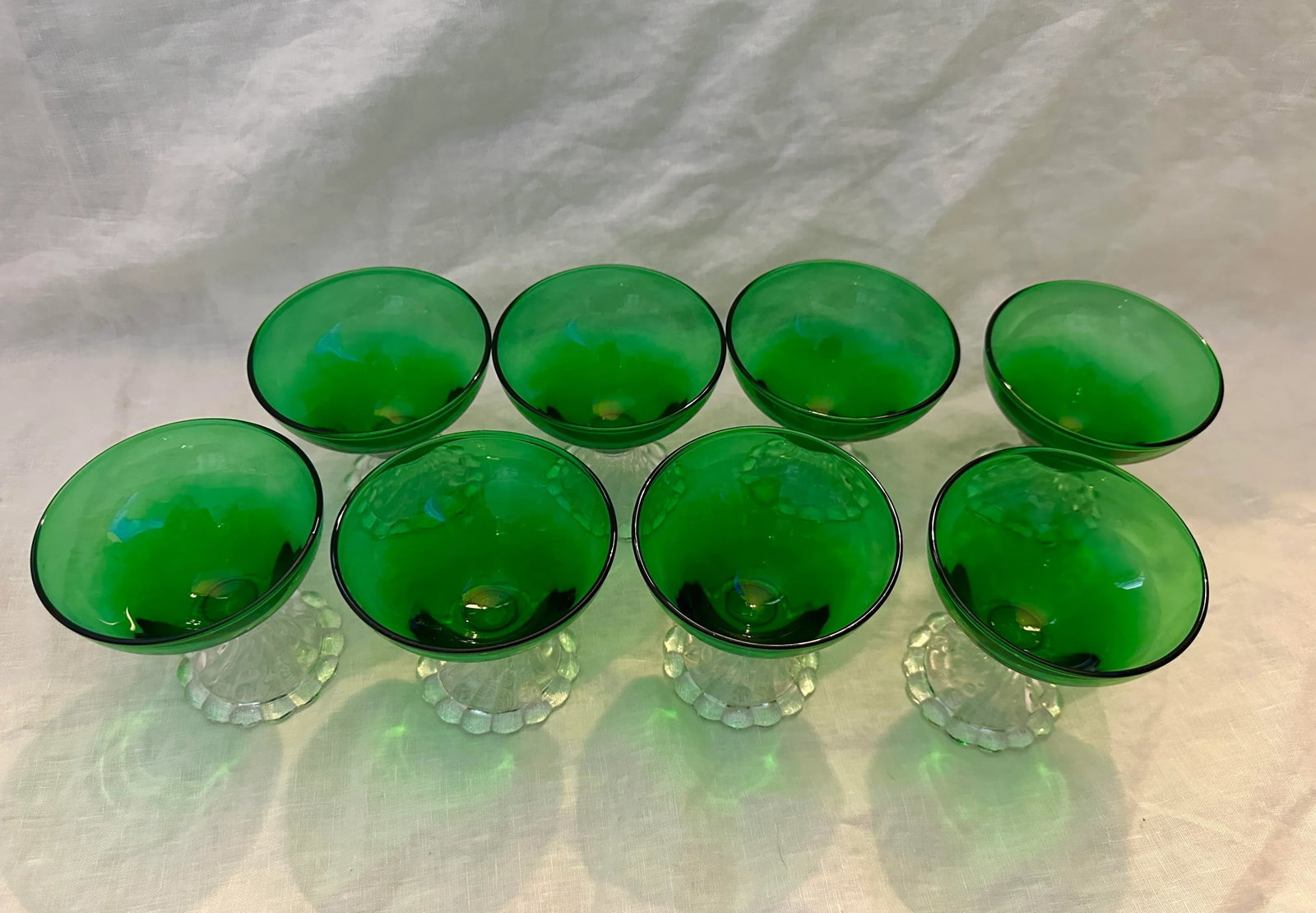Anchor Hocking "Burple" Inspiration Green Champagn/Tall Sherbet Glasses-Set of 8 - 6