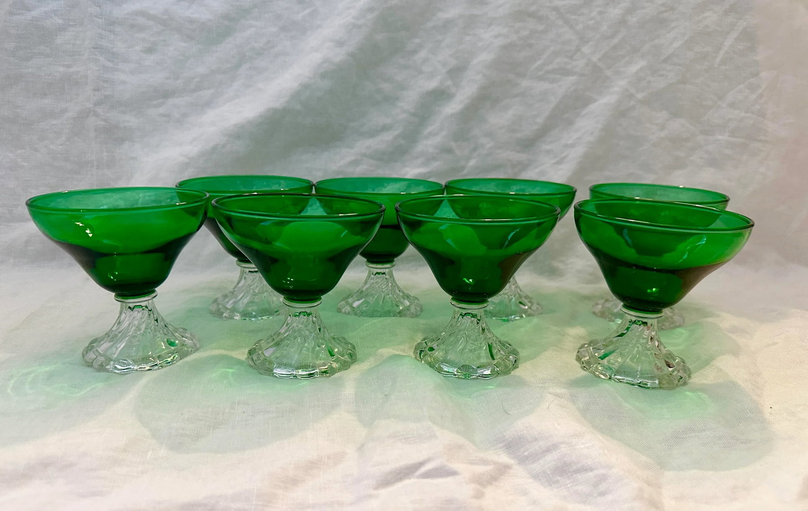 Anchor Hocking "Burple" Inspiration Green Champagn/Tall Sherbet Glasses-Set of 8 - 8