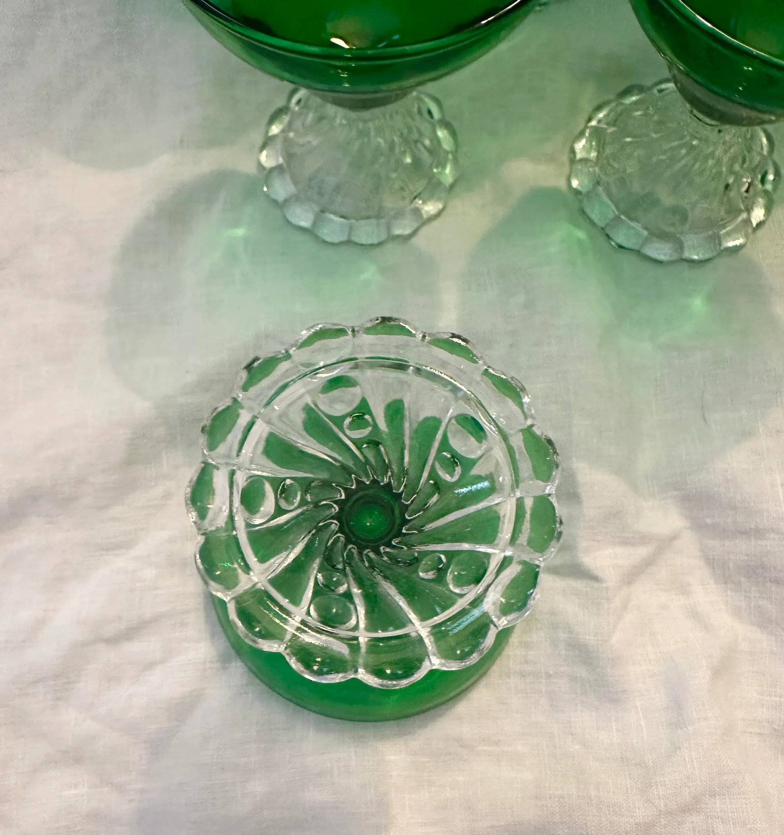 Anchor Hocking "Burple" Inspiration Green Champagn/Tall Sherbet Glasses-Set of 8 - 9