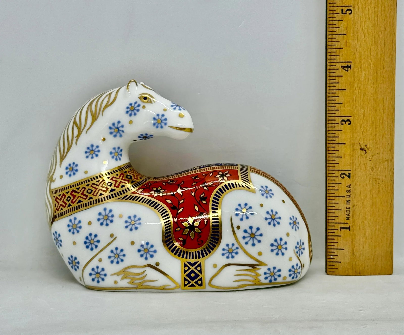 1990 Royal Crown Derby Bone China Imari Horse Paperweight With 22-Carat Gold - 10