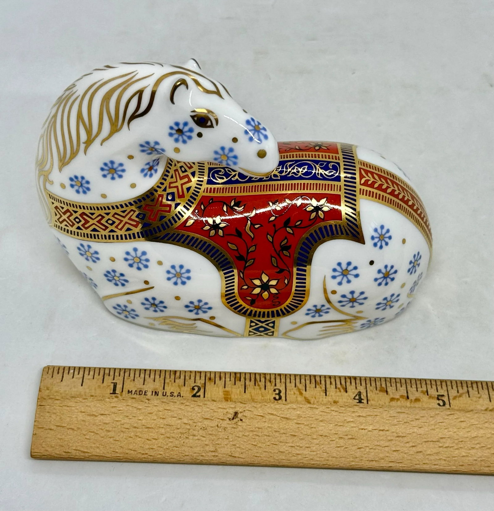1990 Royal Crown Derby Bone China Imari Horse Paperweight With 22-Carat Gold - 11