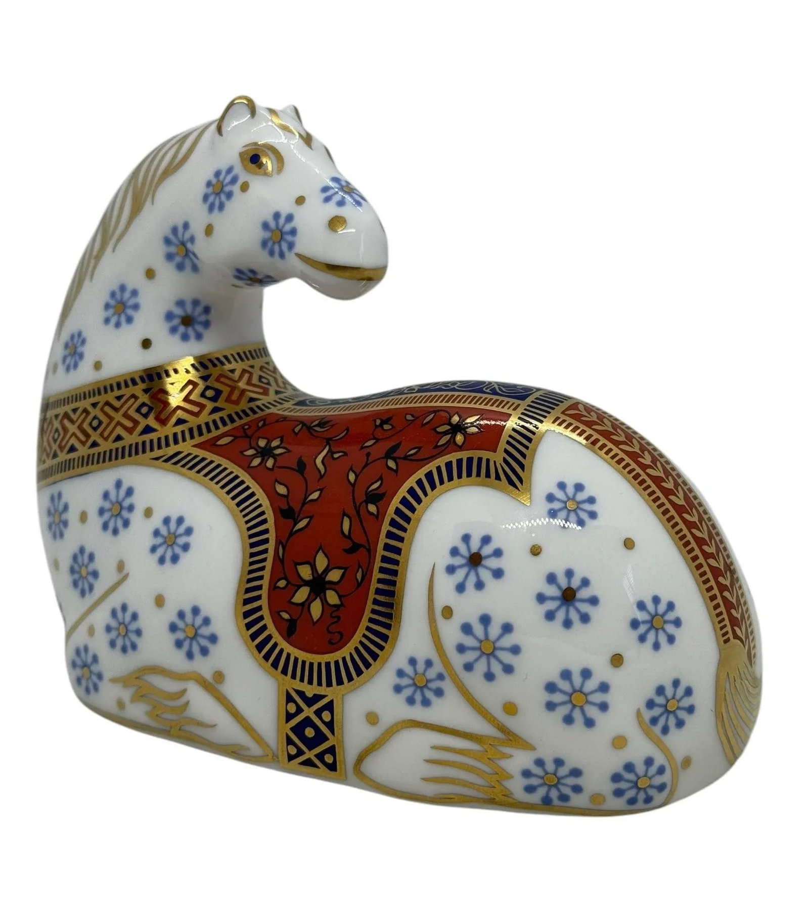 1990 Royal Crown Derby Bone China Imari Horse Paperweight With 22-Carat Gold - 12