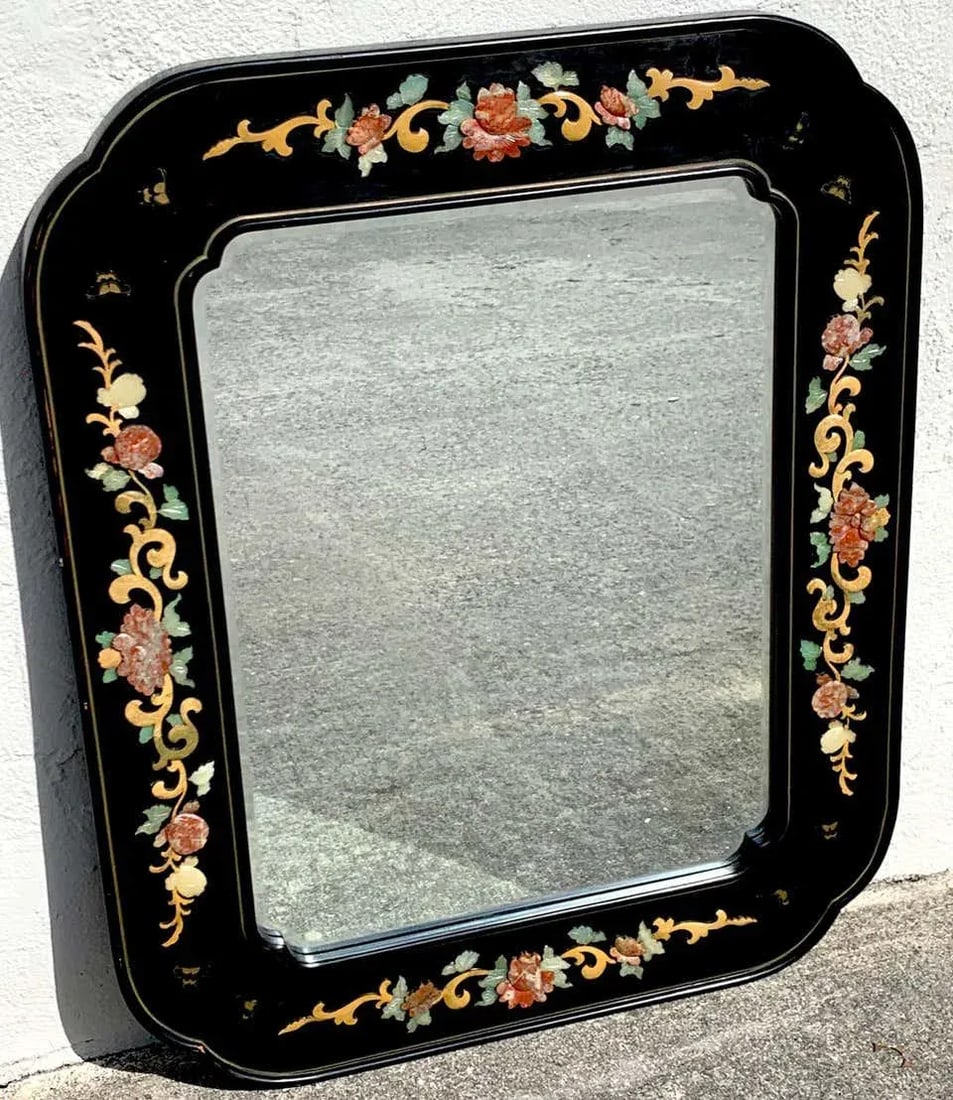 Mid 20th Century Chinese Export Lacquer and Hardstone Mirror - 2