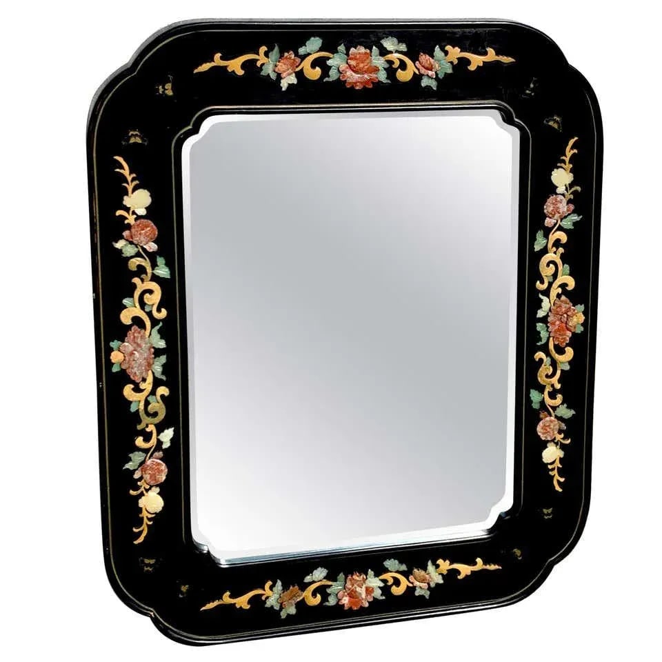 Mid 20th Century Chinese Export Lacquer and Hardstone Mirror - 7