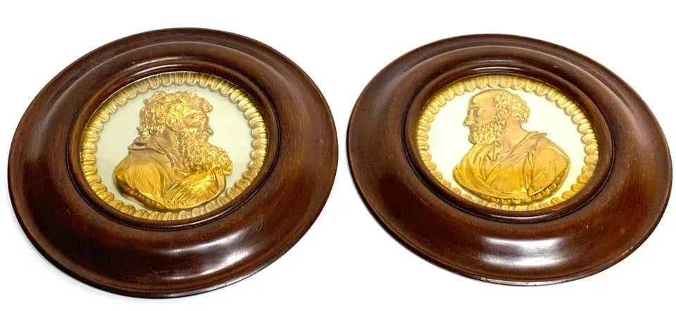 19th Century English Regency Framed Ormolu Portrait Plaques of St. Paul and Socrates - a Pair - 11