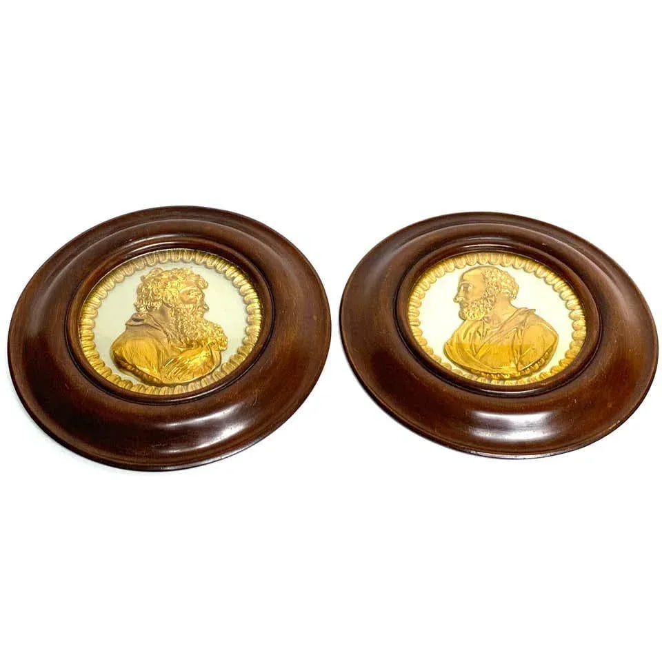 19th Century English Regency Framed Ormolu Portrait Plaques of St. Paul and Socrates - a Pair - 3