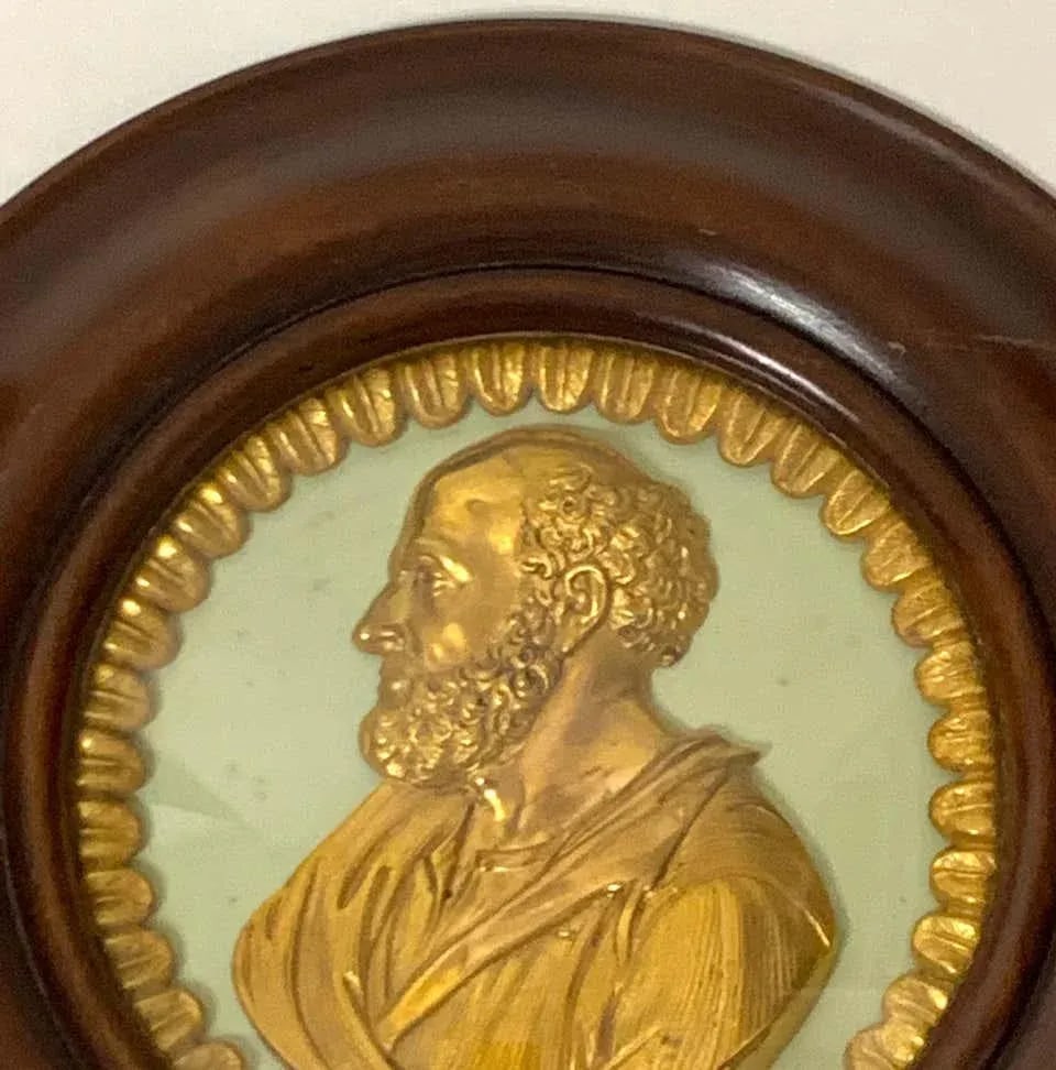 19th Century English Regency Framed Ormolu Portrait Plaques of St. Paul and Socrates - a Pair - 6