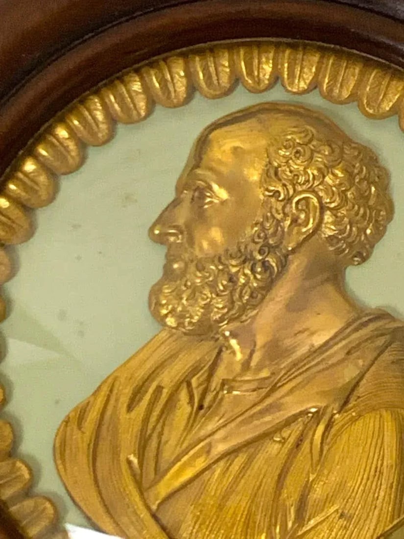 19th Century English Regency Framed Ormolu Portrait Plaques of St. Paul and Socrates - a Pair - 8