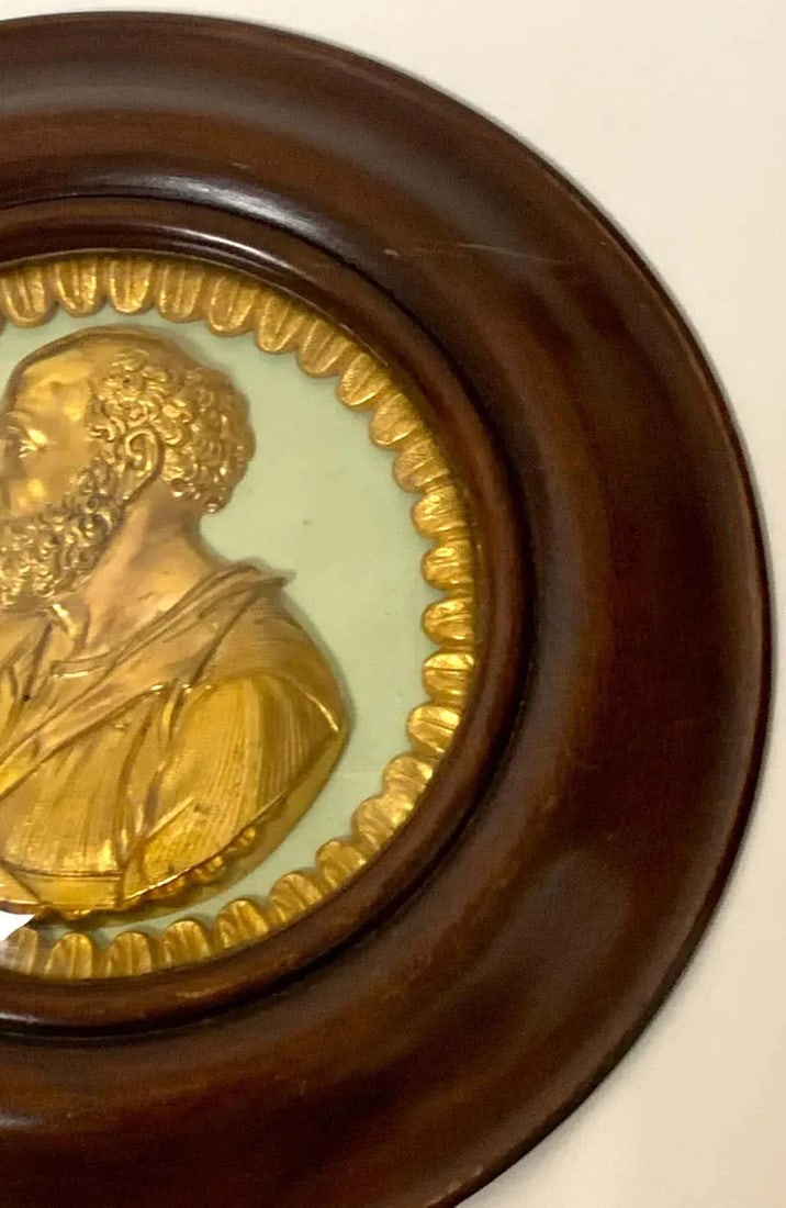19th Century English Regency Framed Ormolu Portrait Plaques of St. Paul and Socrates - a Pair - 9