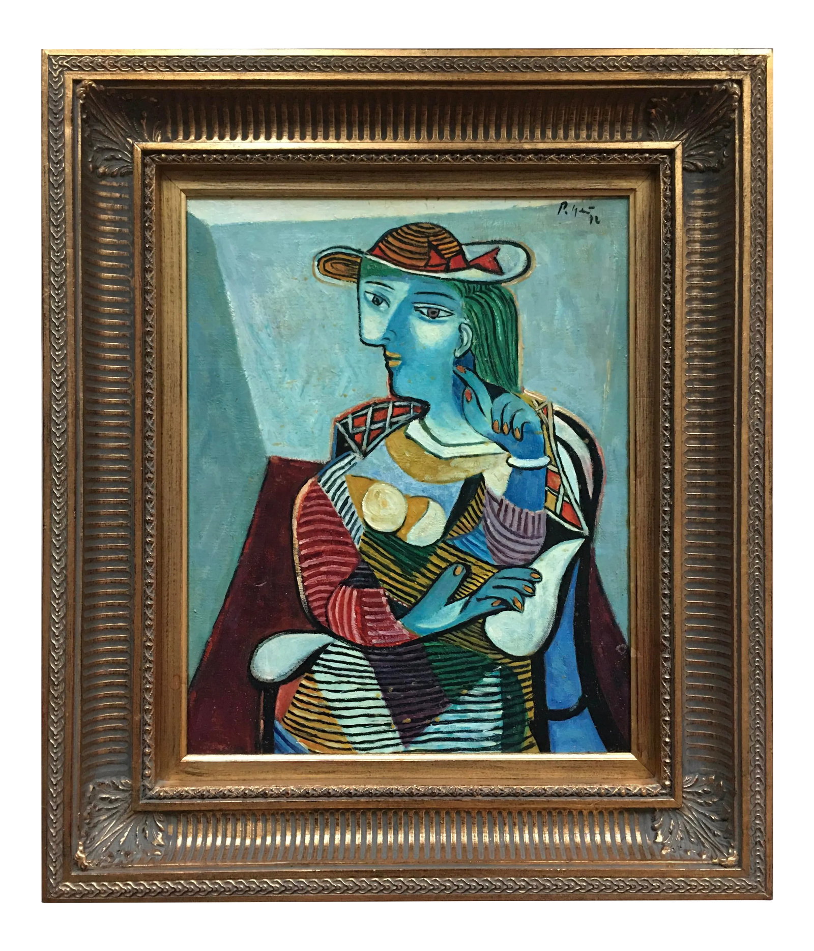 Homage to Pablo Picasso, Seated Woman, Peter Keil, 1972: Peter Keil is a German artist who focuses primarily on abstract expressionism. Keil painted with some of the greats, including Joan Miro, Pablo Picasso, and Andy Warhol, to name a few. This piece was