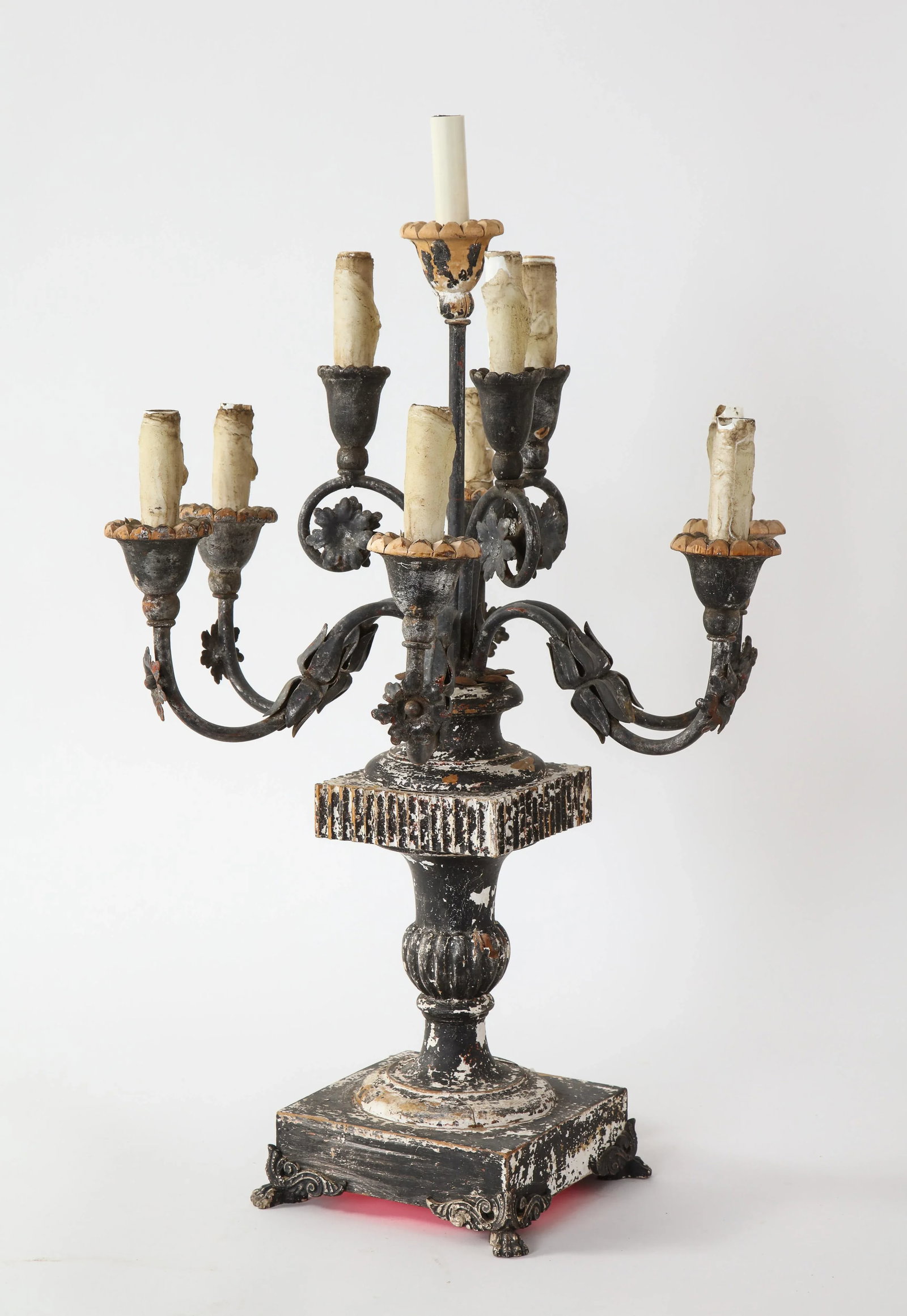 19th Century Italian Wood and Gesso Candelabra, Electrified - 11
