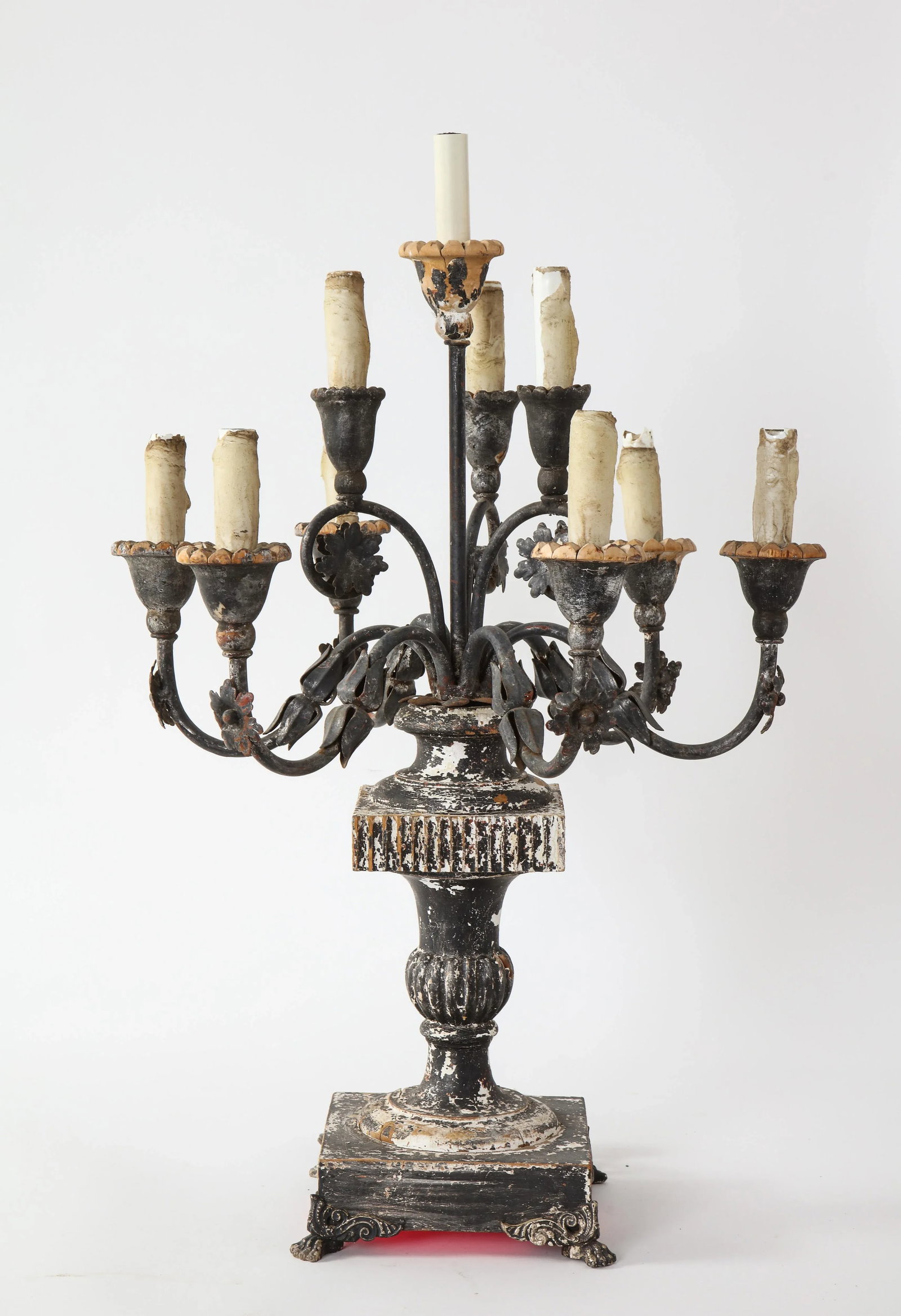 19th Century Italian Wood and Gesso Candelabra, Electrified - 12