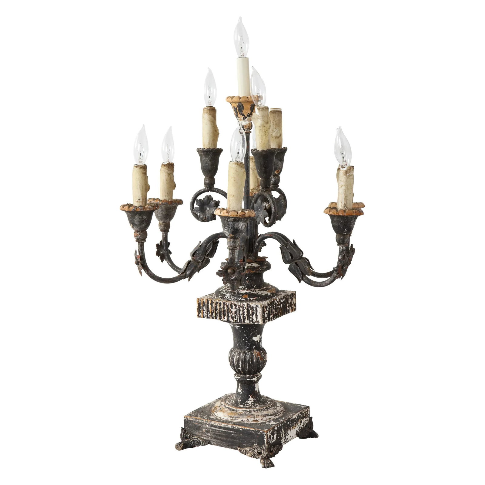 19th Century Italian Wood and Gesso Candelabra, Electrified - 13