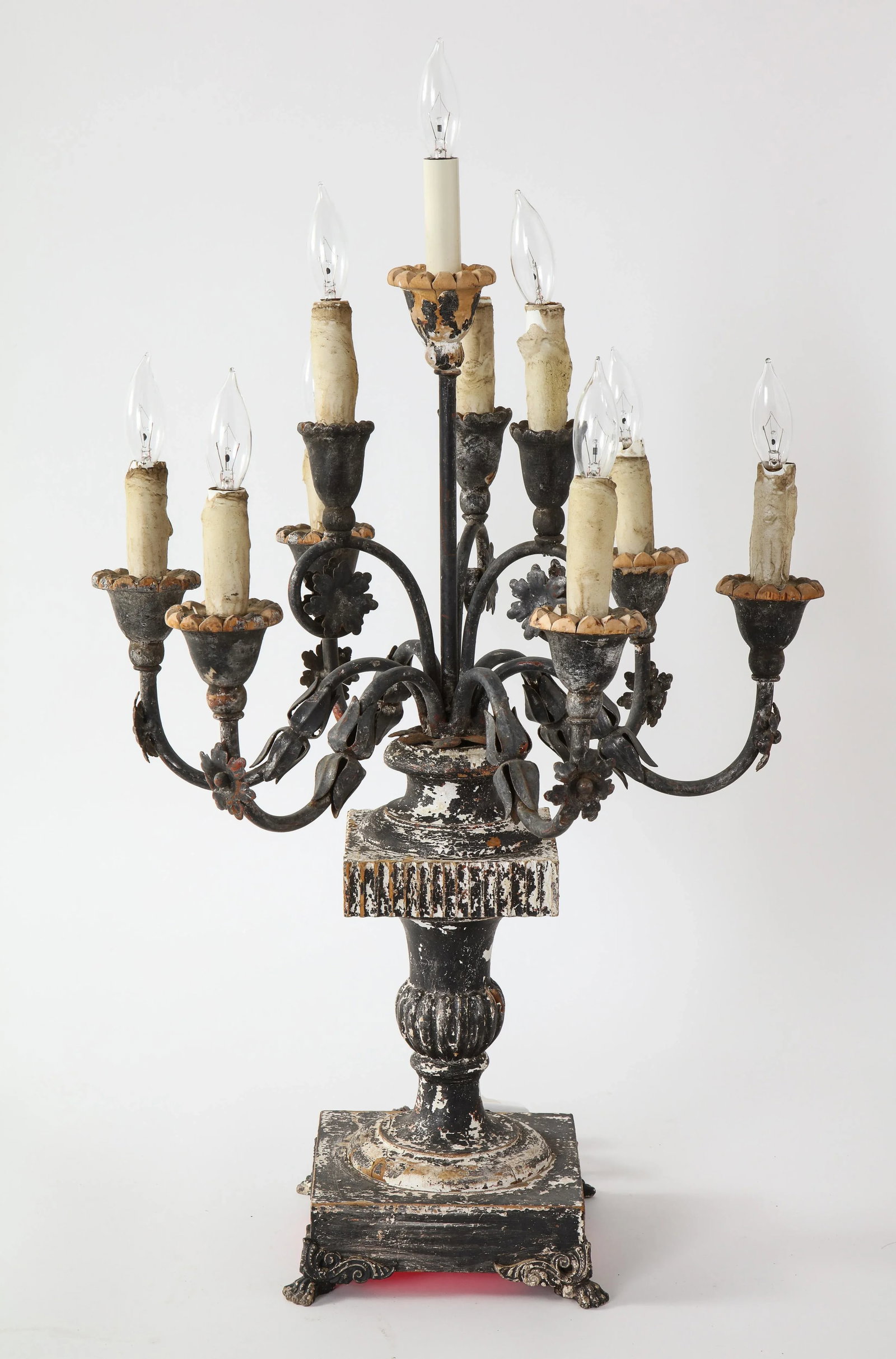 19th Century Italian Wood and Gesso Candelabra, Electrified - 4