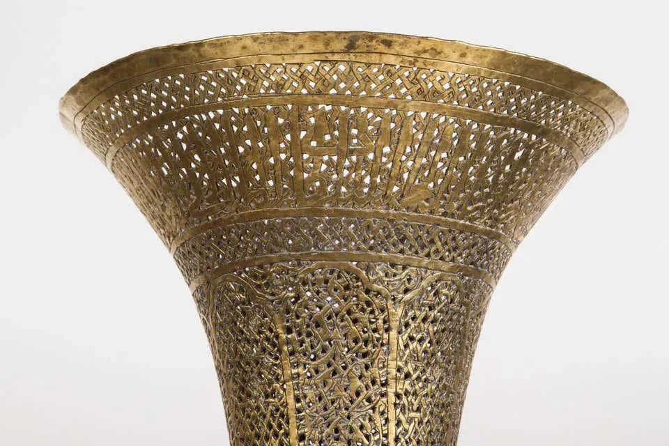 Antique Moorish Brass Candleholder Floor Lamp - 10