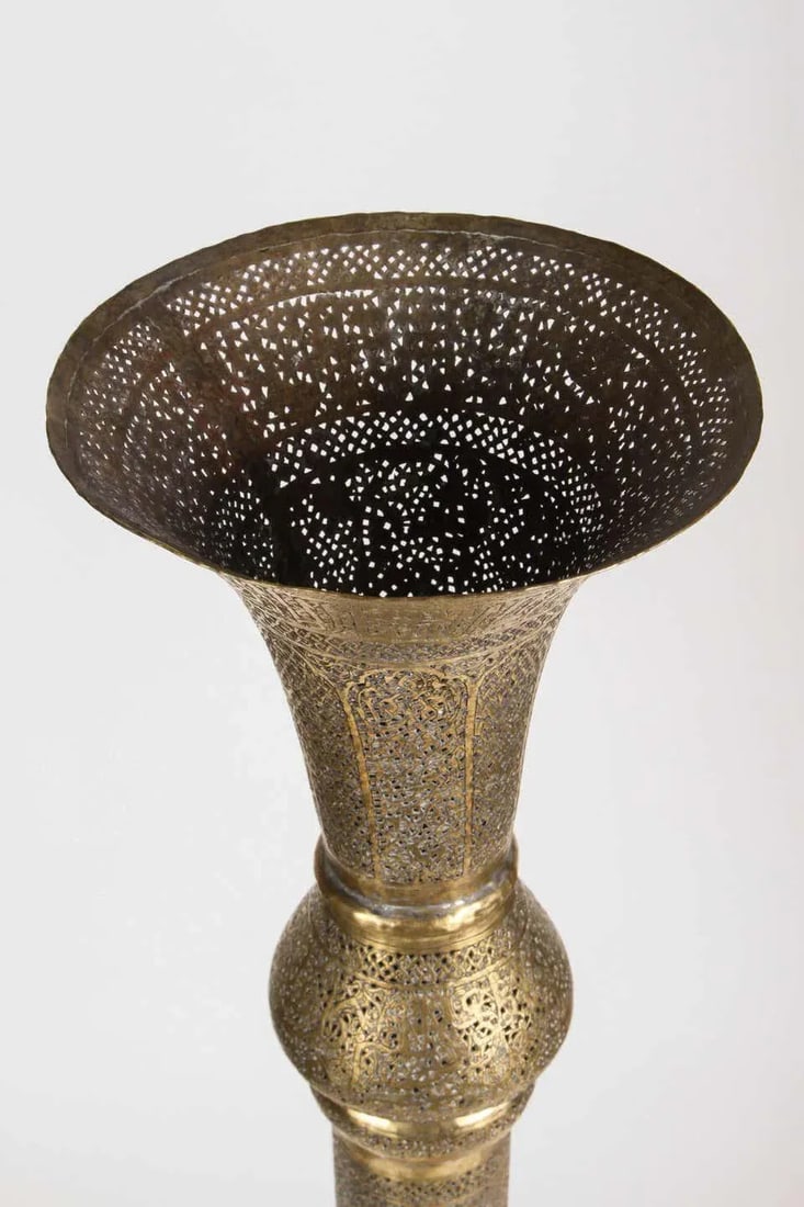 Antique Moorish Brass Candleholder Floor Lamp - 5