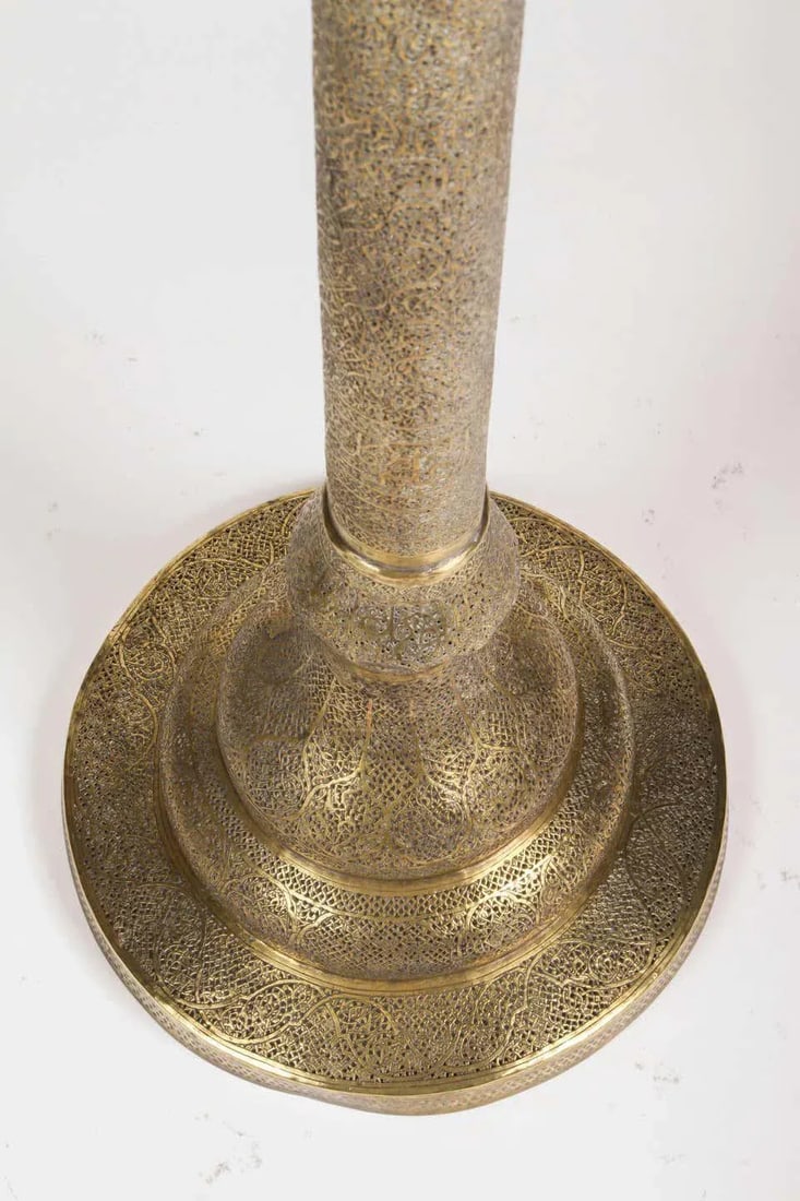 Antique Moorish Brass Candleholder Floor Lamp - 6