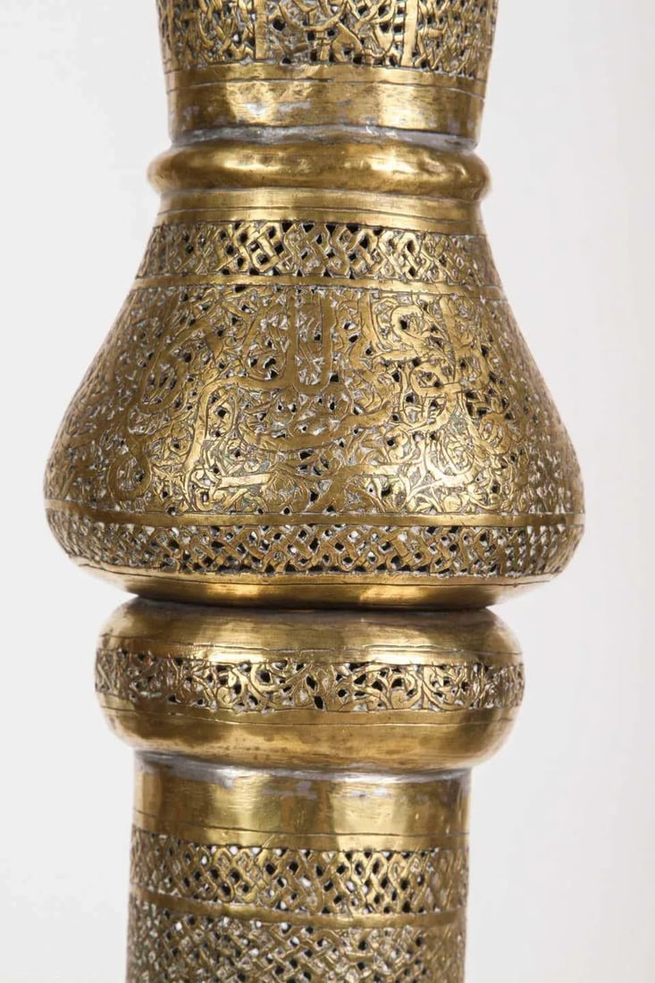 Antique Moorish Brass Candleholder Floor Lamp - 7