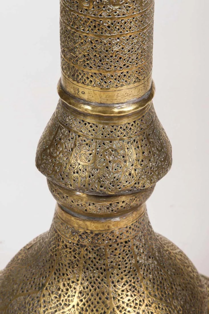 Antique Moorish Brass Candleholder Floor Lamp - 8
