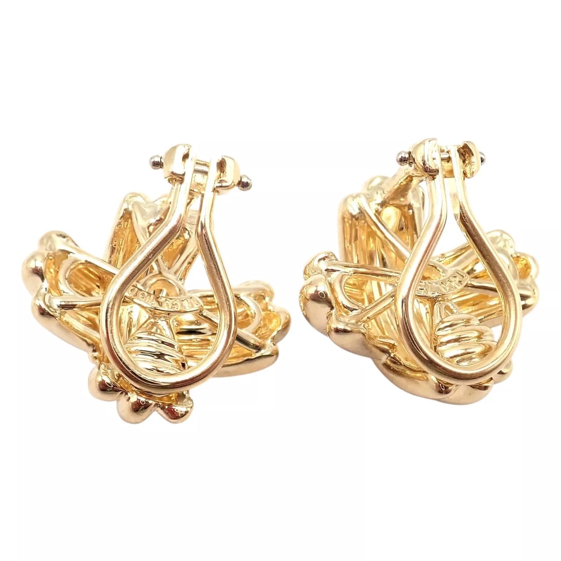 Late 20th Century Vintage Tiffany & Co. X Kiss Yellow Gold Medium Earrings, A Pair - 3