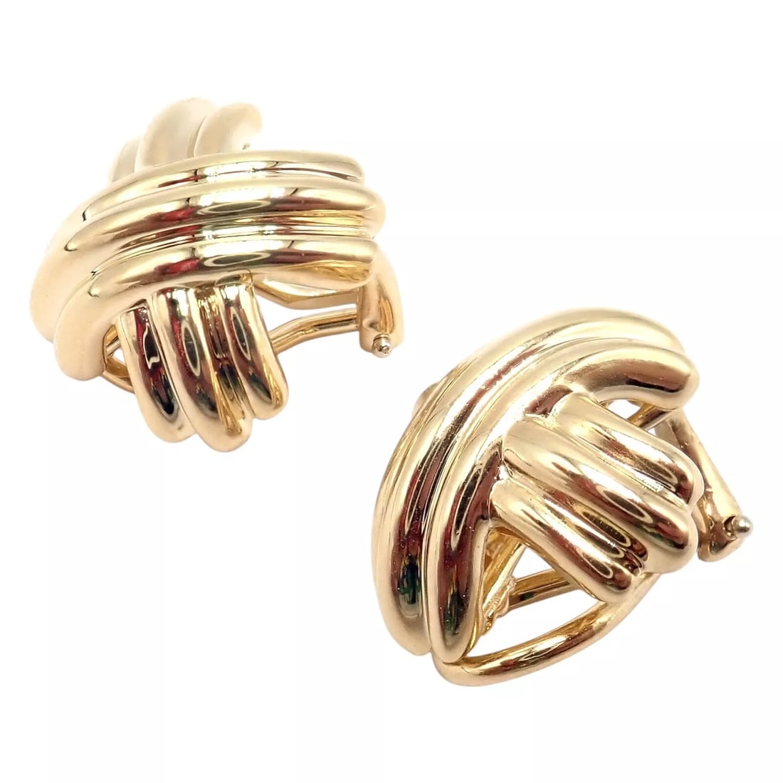 Late 20th Century Vintage Tiffany & Co. X Kiss Yellow Gold Medium Earrings, A Pair - 4