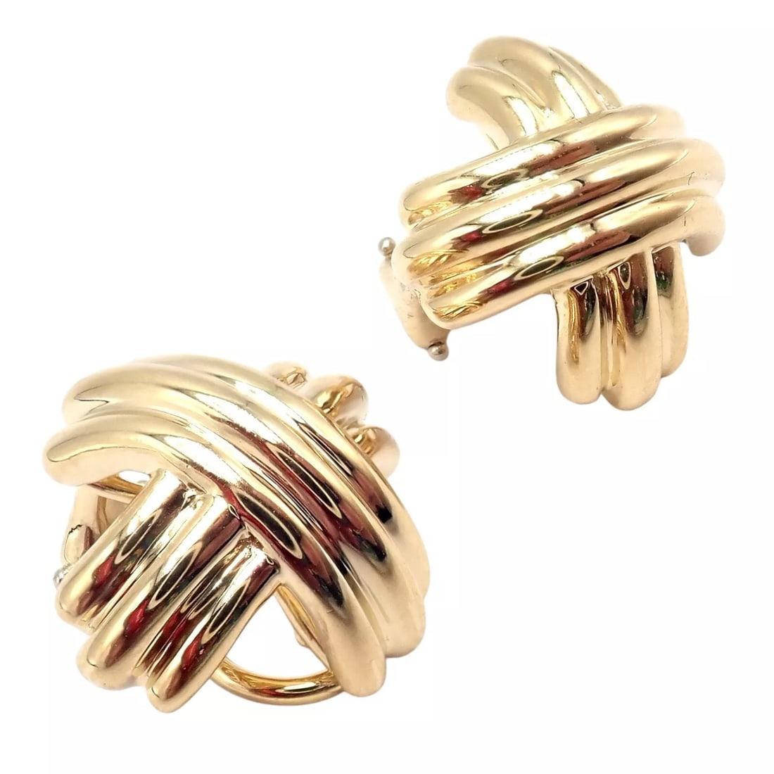 Late 20th Century Vintage Tiffany & Co. X Kiss Yellow Gold Medium Earrings, A Pair - 5