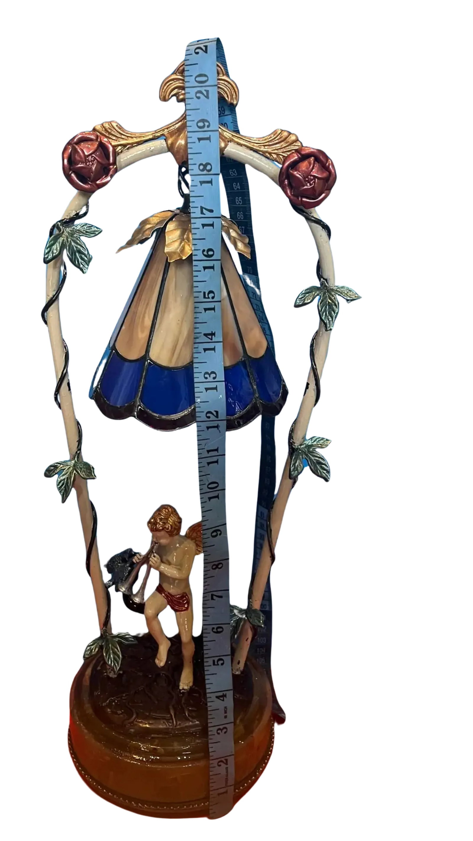 Cherub Playing the Flute Tole Table Lamp - 12