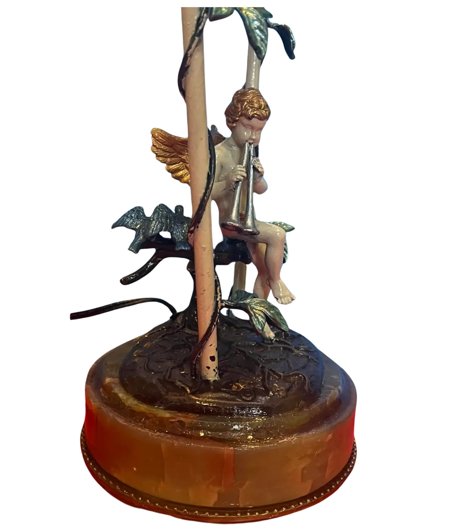 Cherub Playing the Flute Tole Table Lamp - 3
