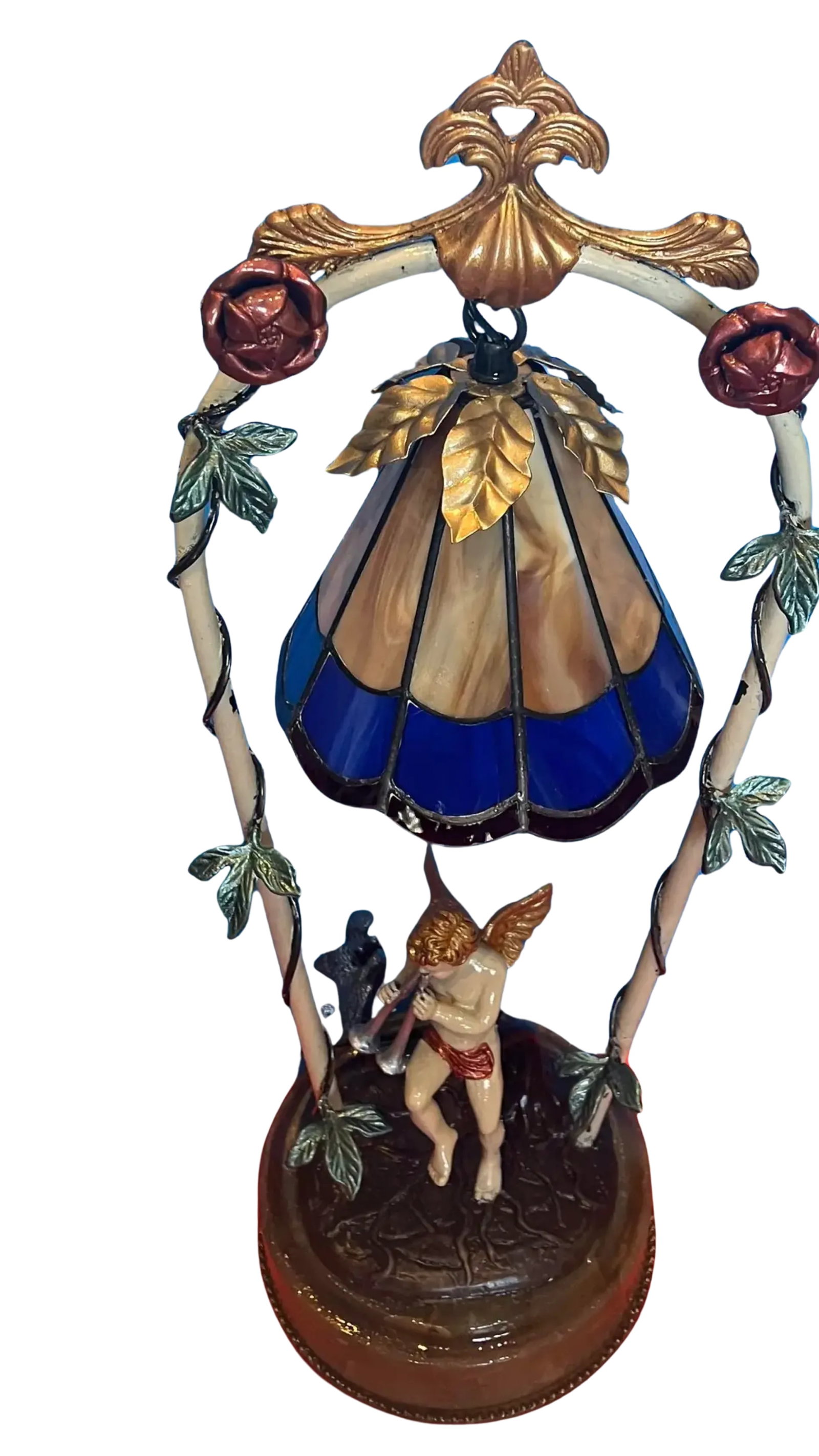 Cherub Playing the Flute Tole Table Lamp - 7