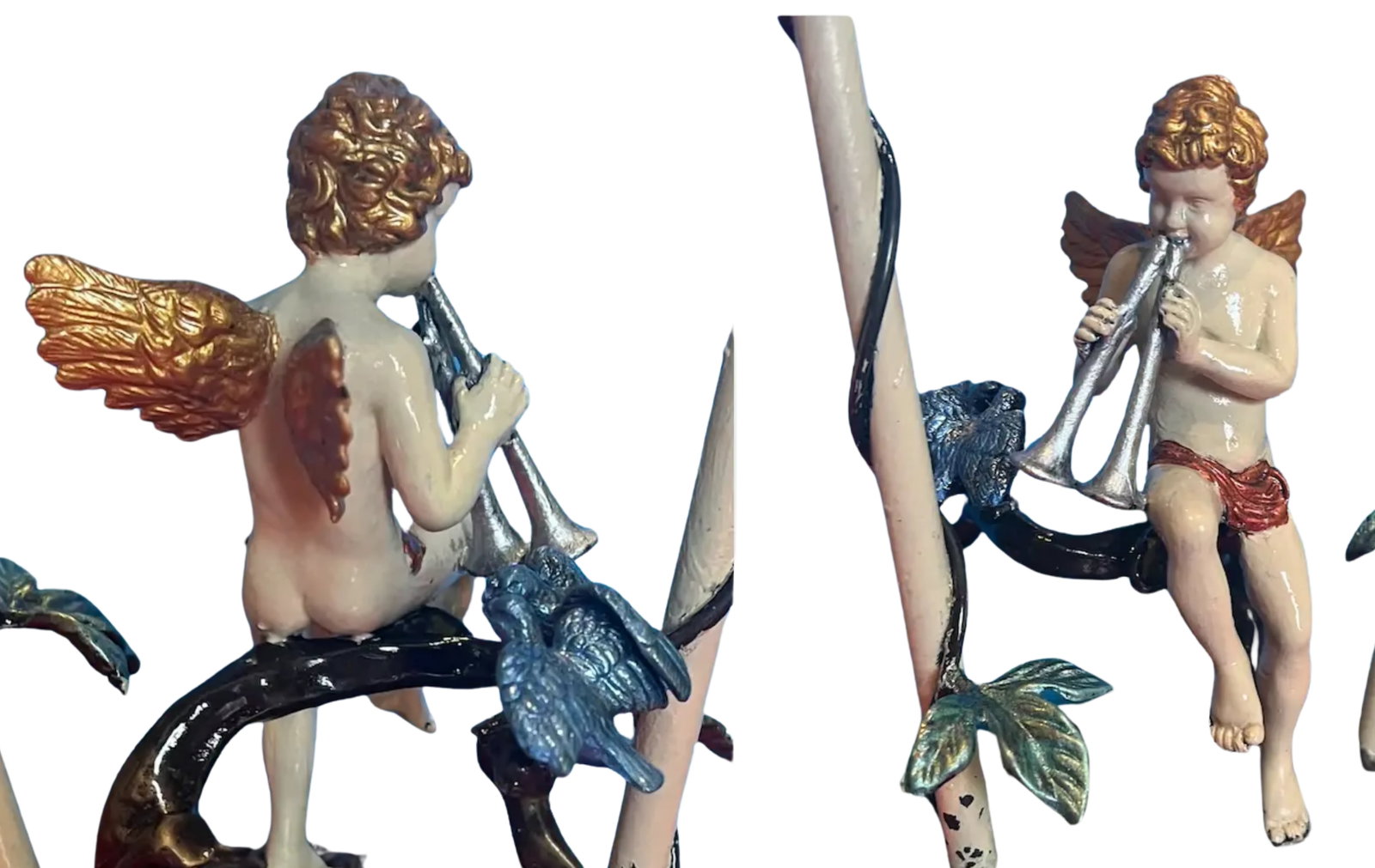 Cherub Playing the Flute Tole Table Lamp - 8