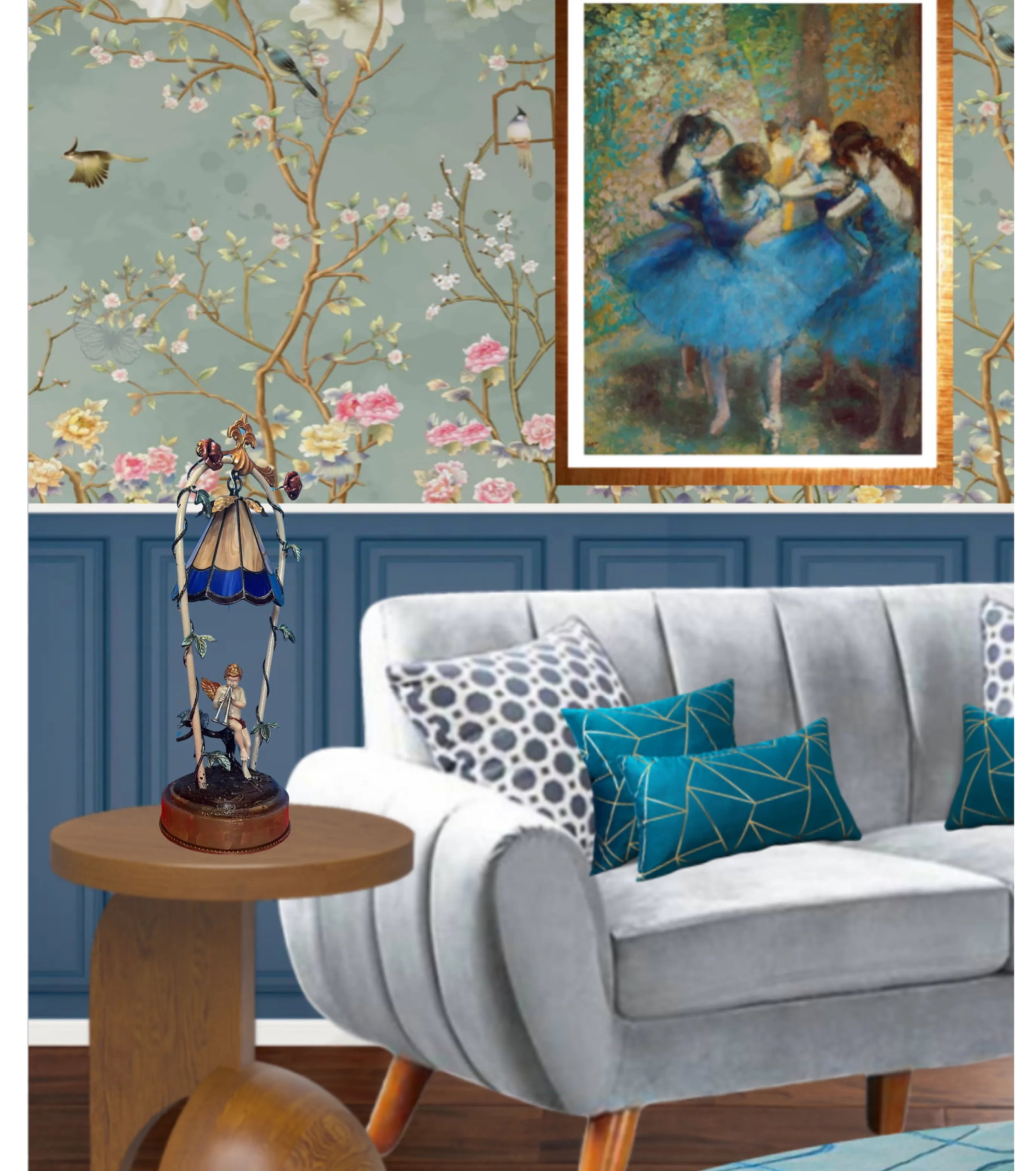 Cherub Playing the Flute Tole Table Lamp - 9
