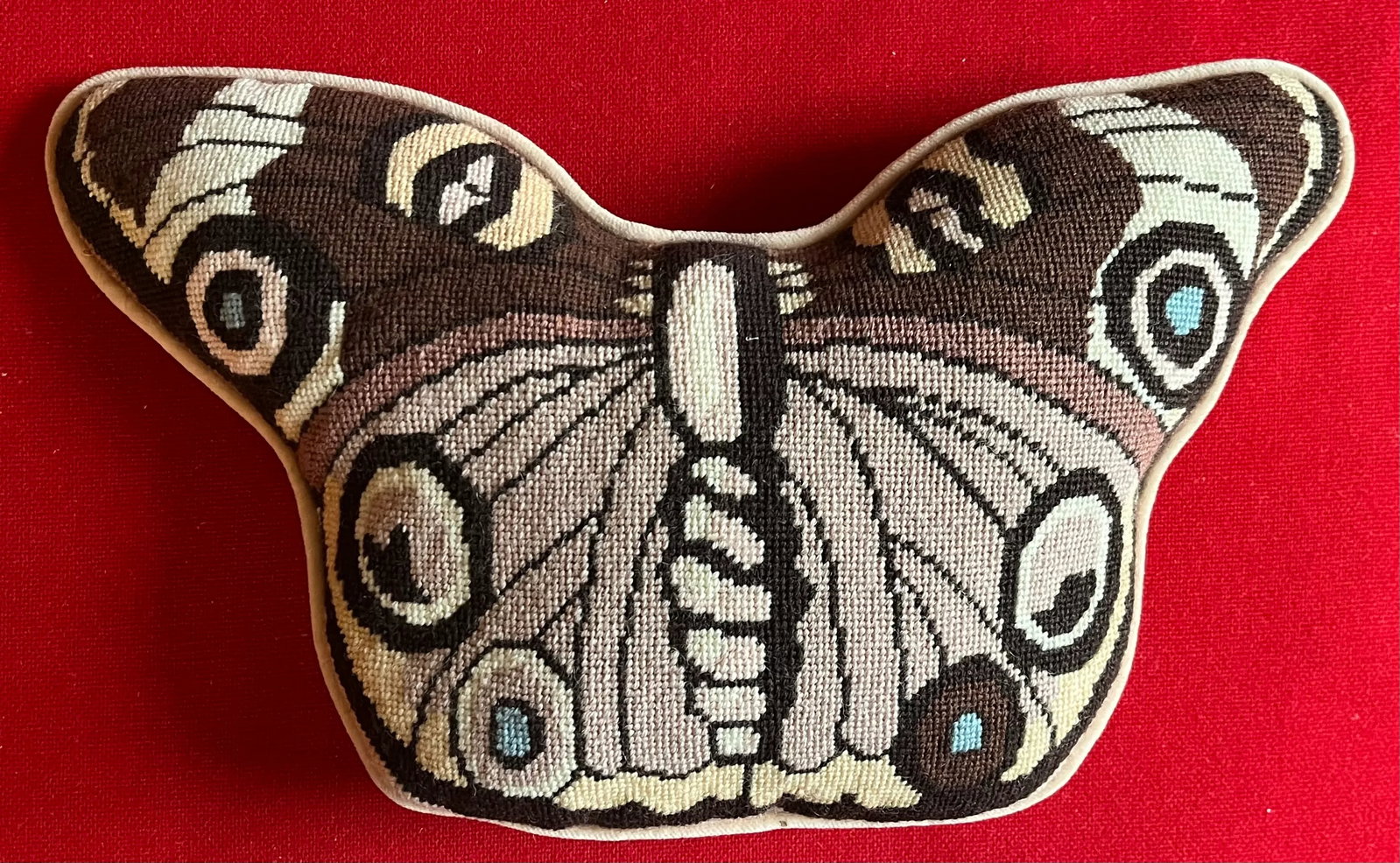 Mid-Century Modern Needlepoint Butterfly Pillow - 10