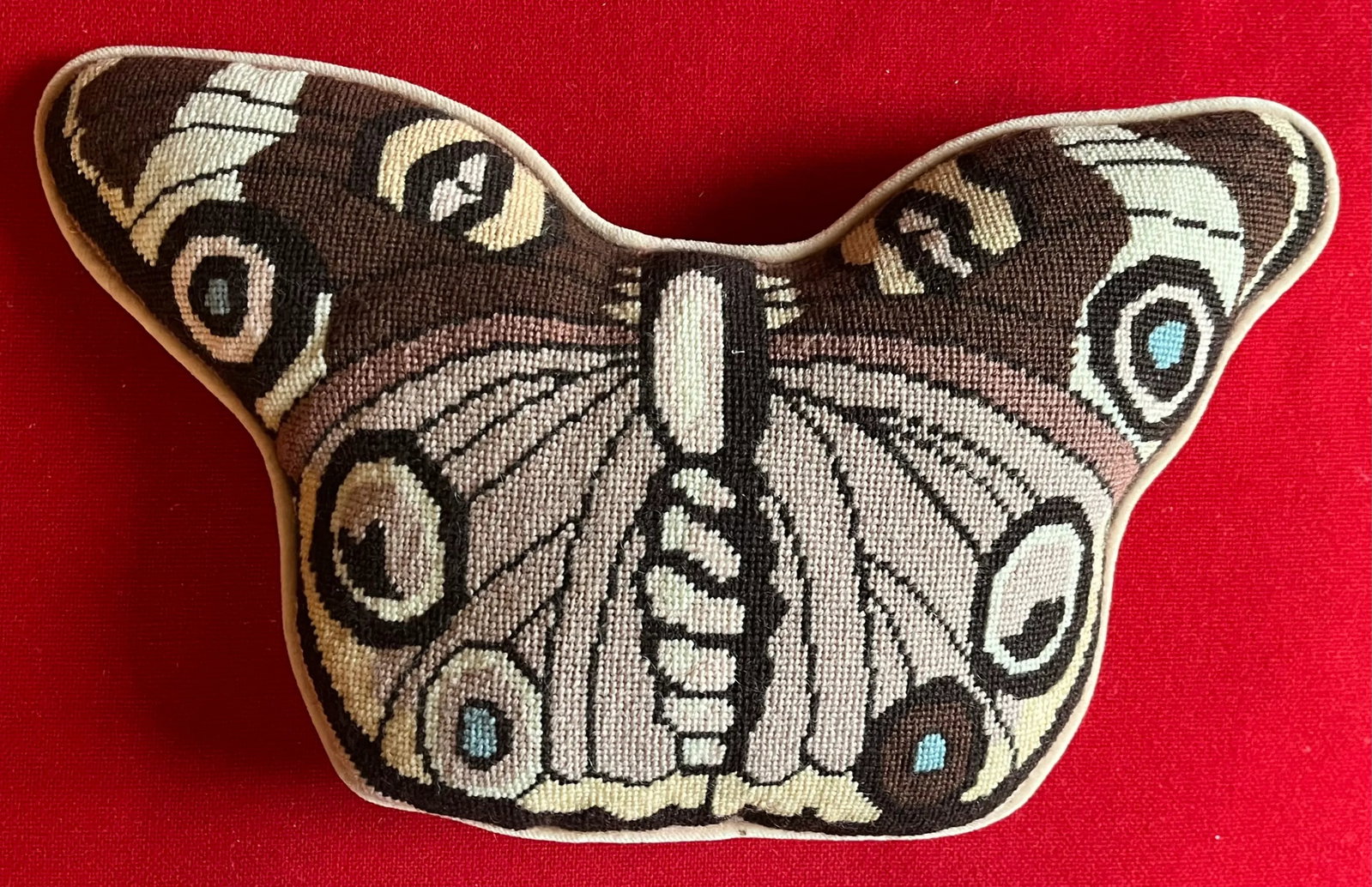 Mid-Century Modern Needlepoint Butterfly Pillow - 5