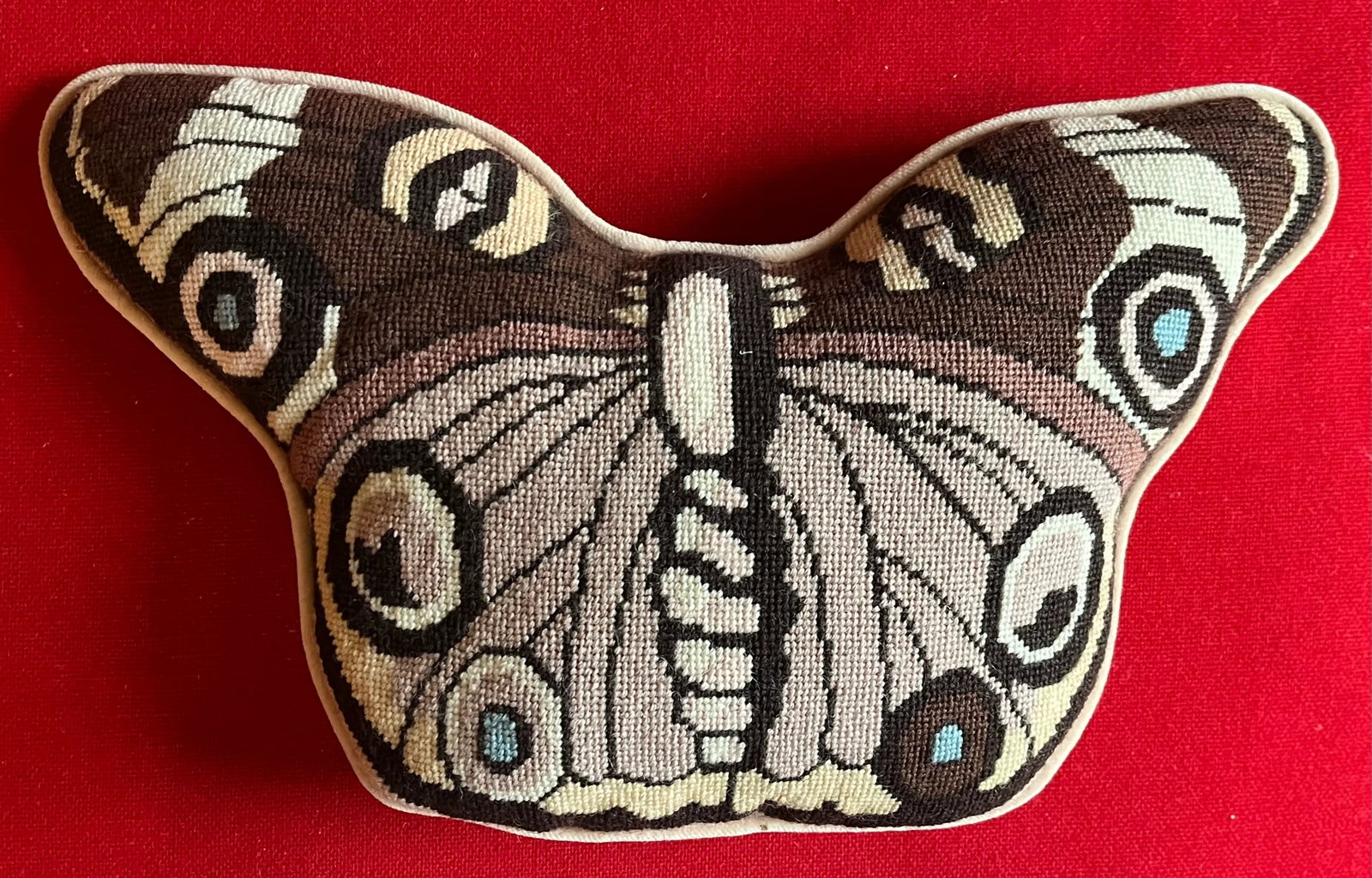 Mid-Century Modern Needlepoint Butterfly Pillow - 9