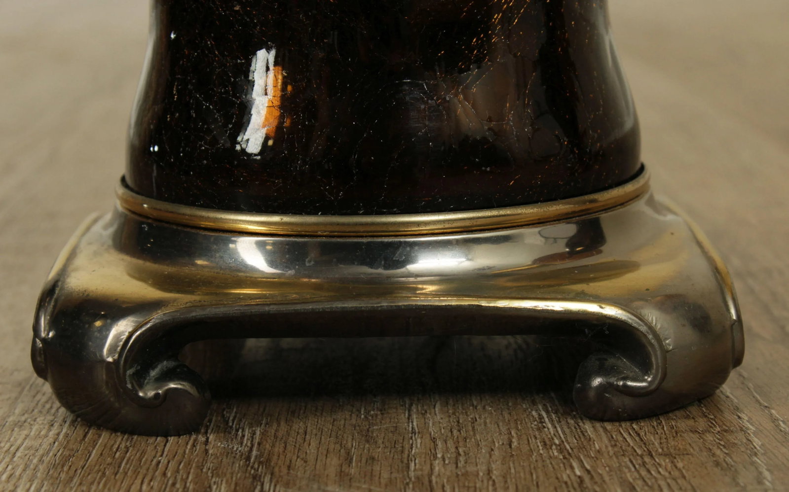 Hollywood Regency 1970s Vintage Gold Crackle Glass Ginger Jar Lamps - a Pair - 4