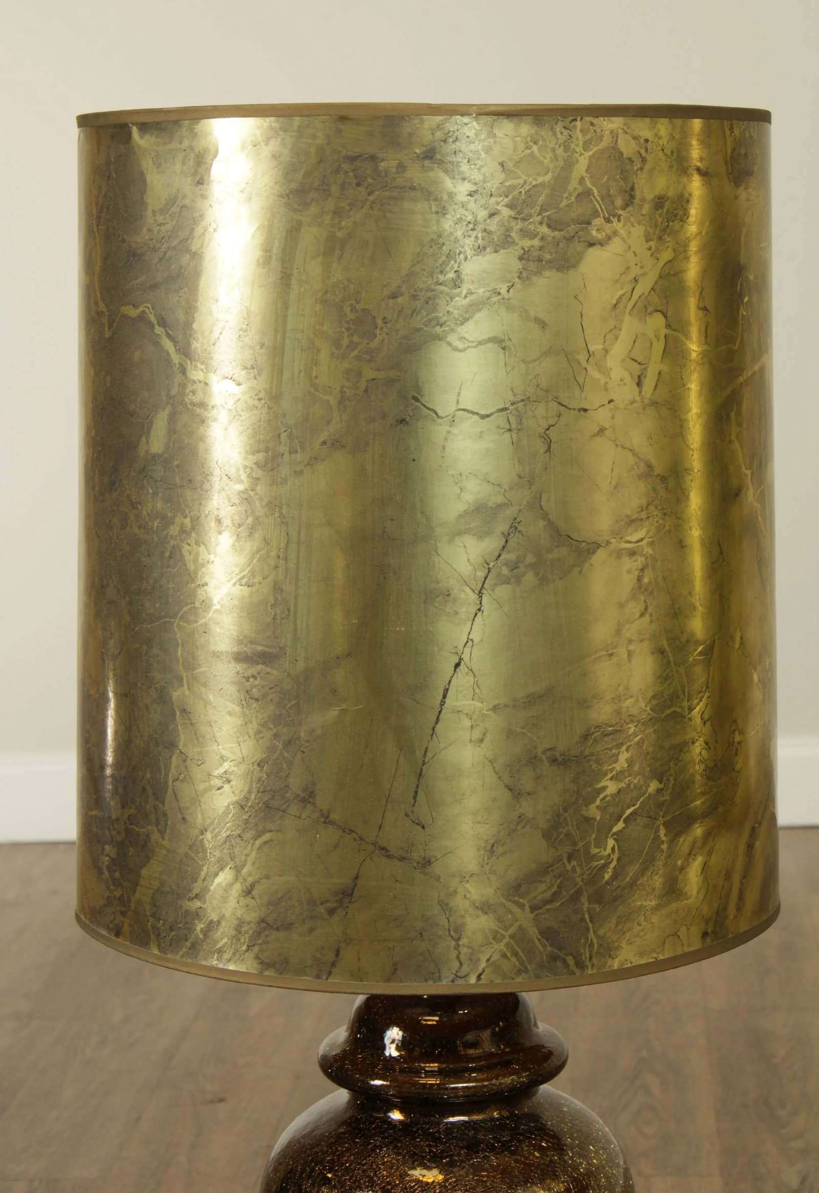 Hollywood Regency 1970s Vintage Gold Crackle Glass Ginger Jar Lamps - a Pair - 6