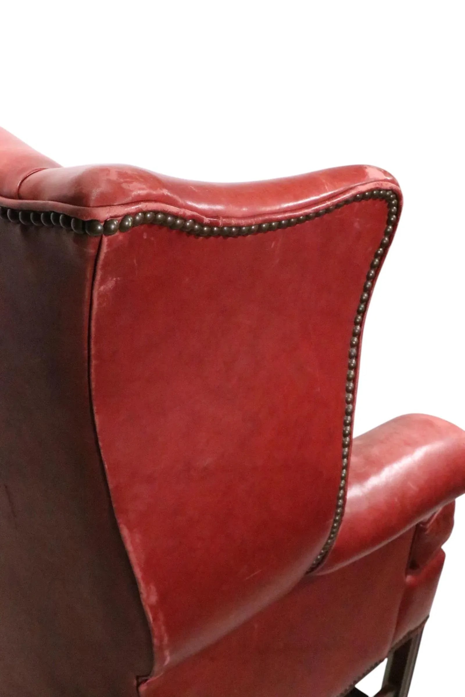 1990s Classic Leather Wing Chair by Ethan Allen - 11