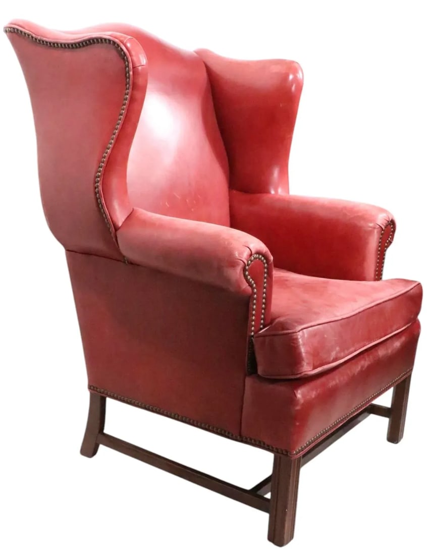 1990s Classic Leather Wing Chair by Ethan Allen - 2