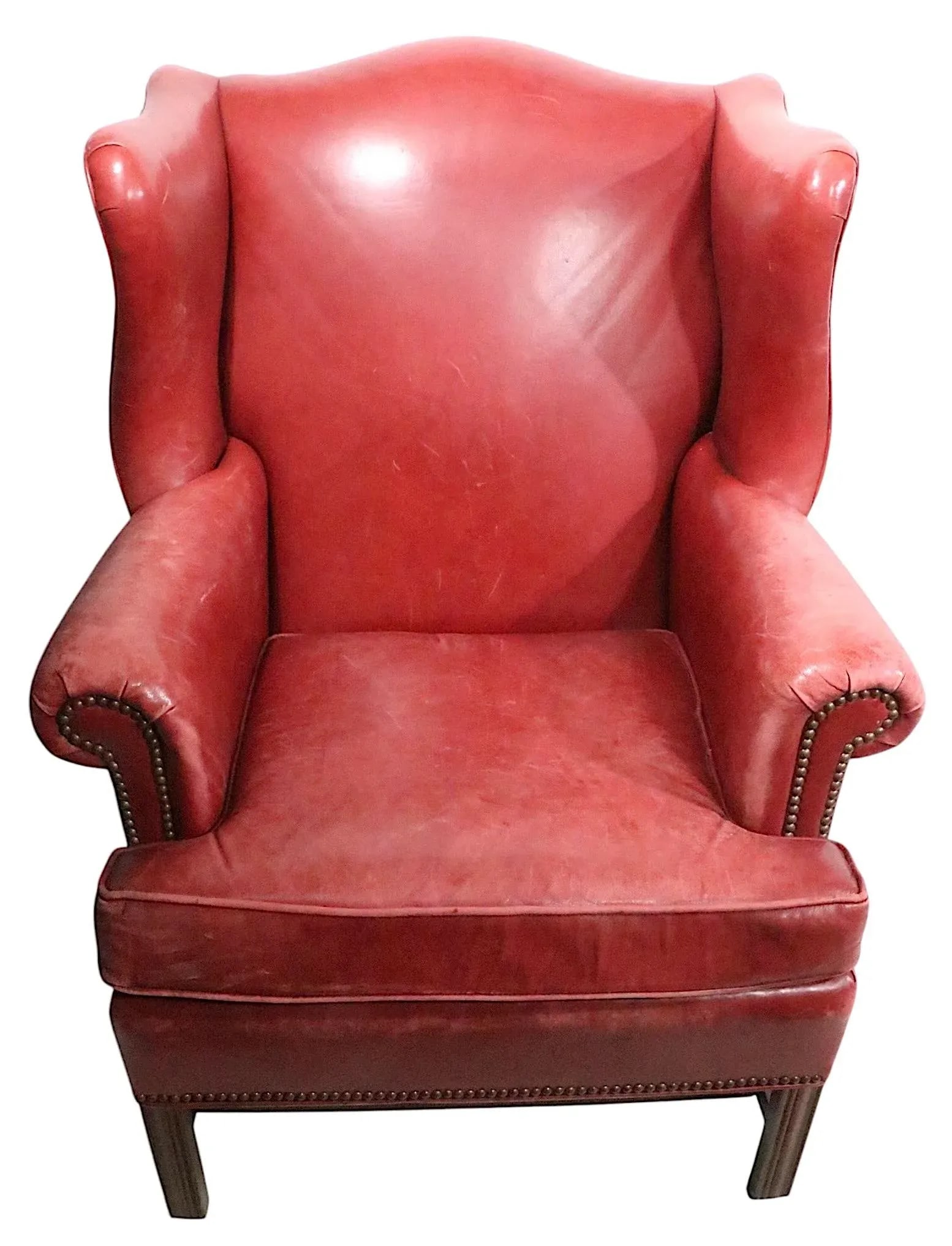 1990s Classic Leather Wing Chair by Ethan Allen - 3